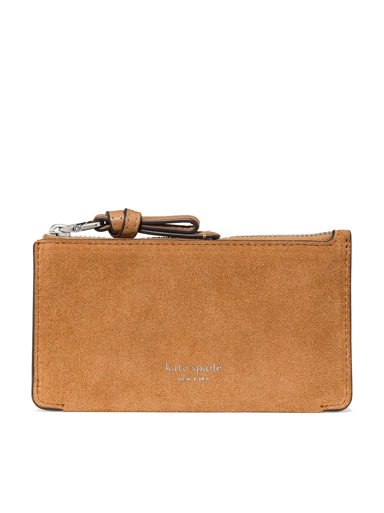 Image 1 of 4 of Kate Spade New York Loop Suede Zip Card Case - Brown