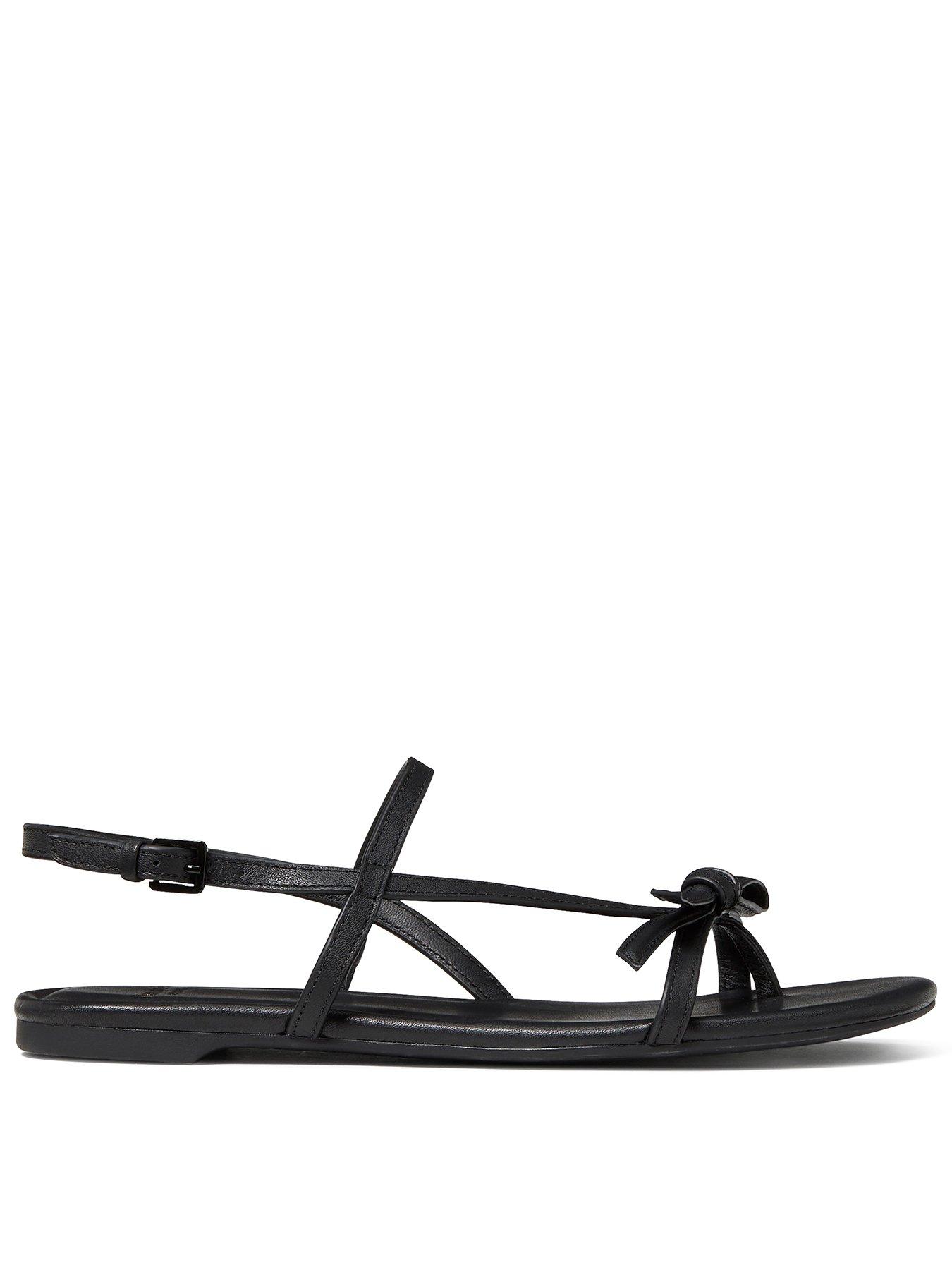Image 1 of 4 of Kate Spade New York Loop Smooth Leather Flat Sandals - Black