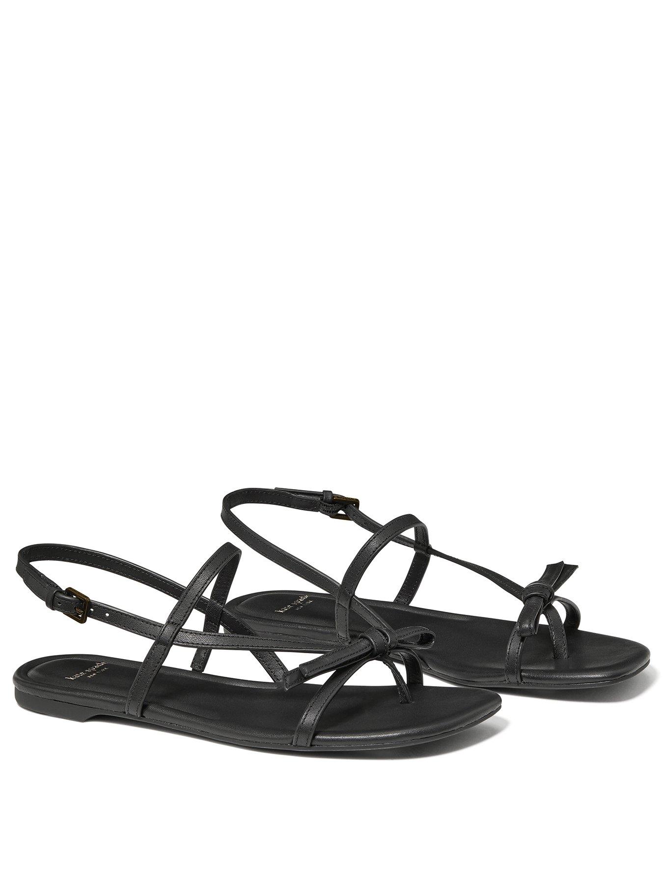 Image 2 of 4 of Kate Spade New York Loop Smooth Leather Flat Sandals - Black