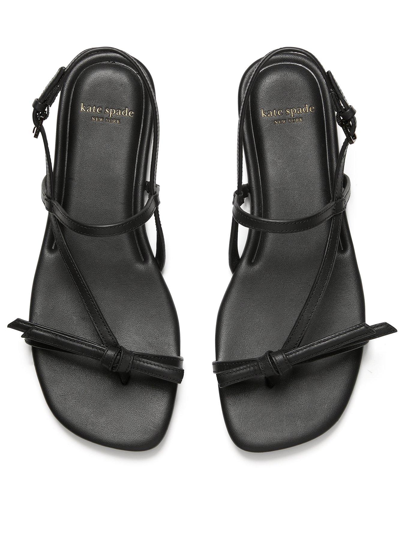 Image 3 of 4 of Kate Spade New York Loop Smooth Leather Flat Sandals - Black
