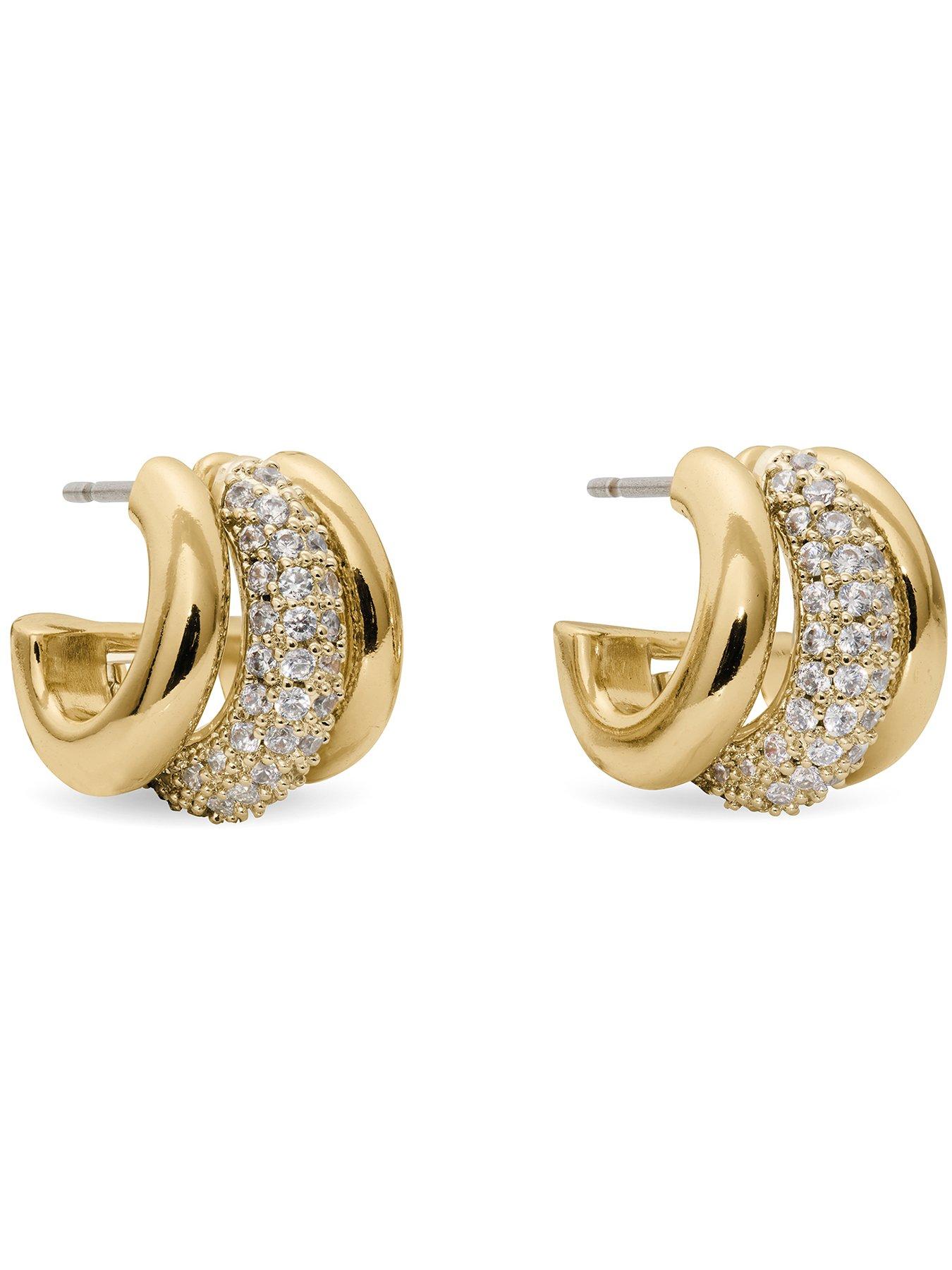 Image 1 of 3 of Kate Spade New York Tiny Twinkles Pave Trio Huggies - Gold