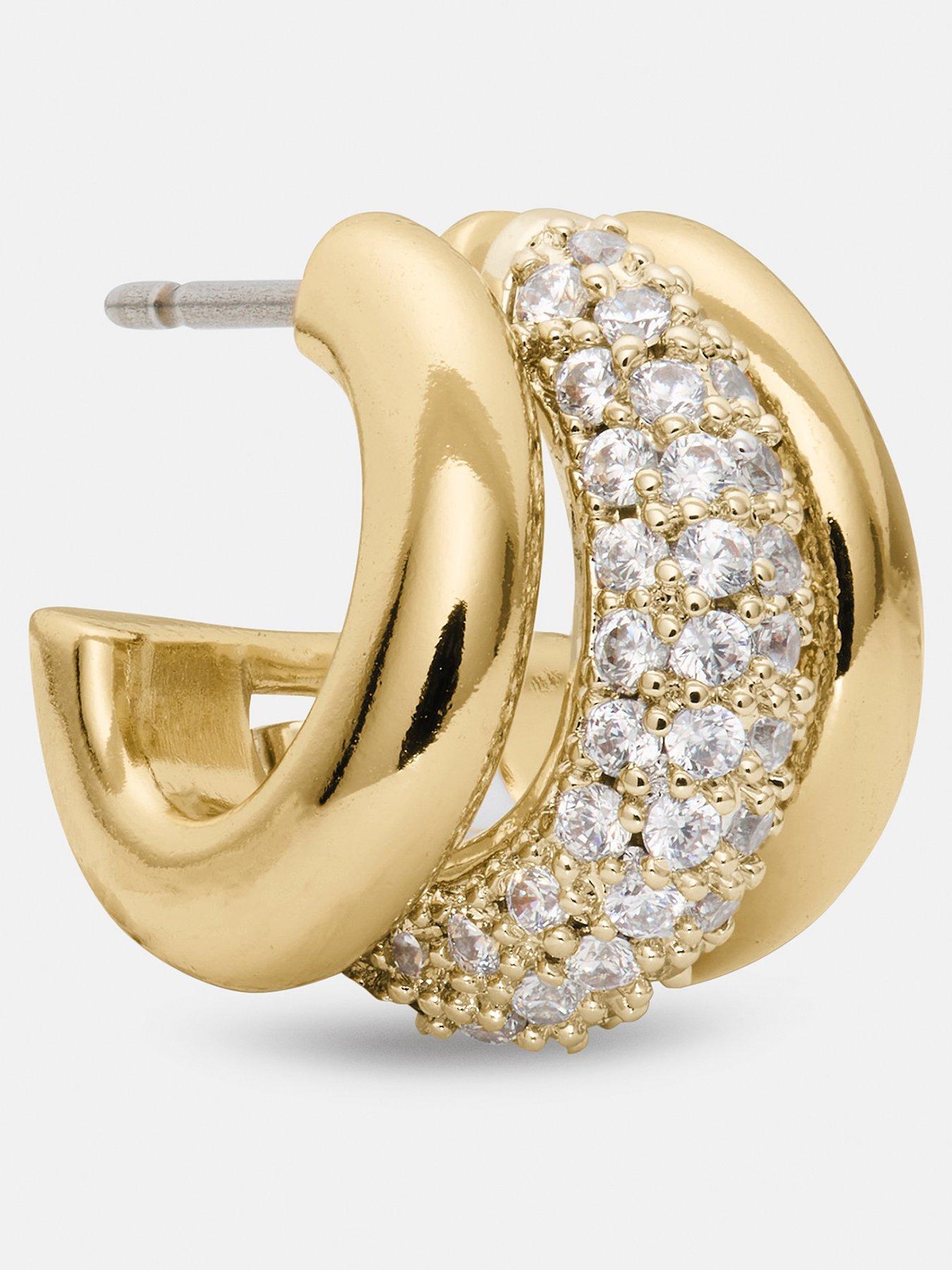 Image 3 of 3 of Kate Spade New York Tiny Twinkles Pave Trio Huggies - Gold