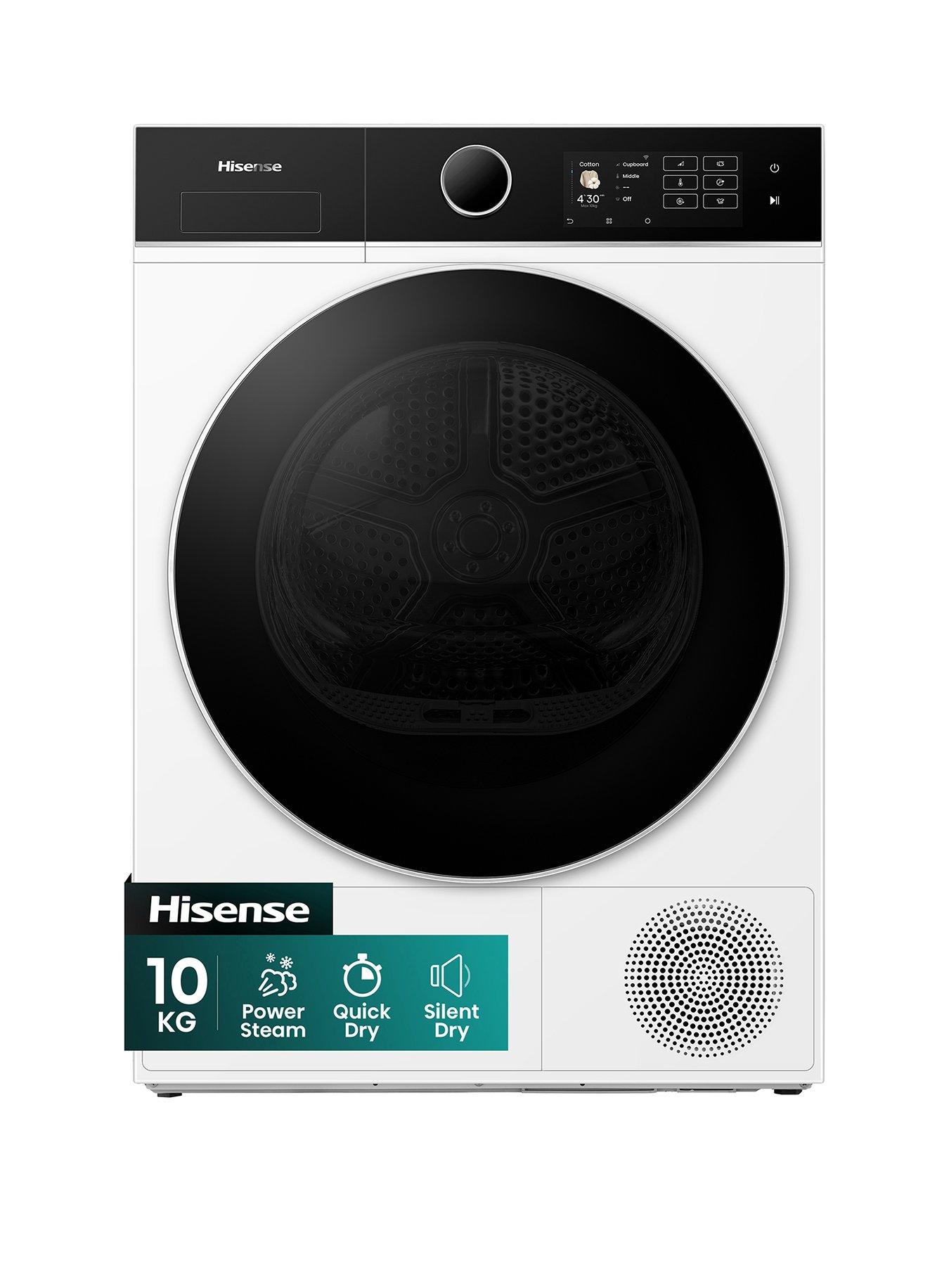 Image 1 of 8 of Hisense Power Steam 5i Series DH5I104BWAB WiFi-enabled 10kg, Heat Pump Tumble Dryer - White - A+++ Rated