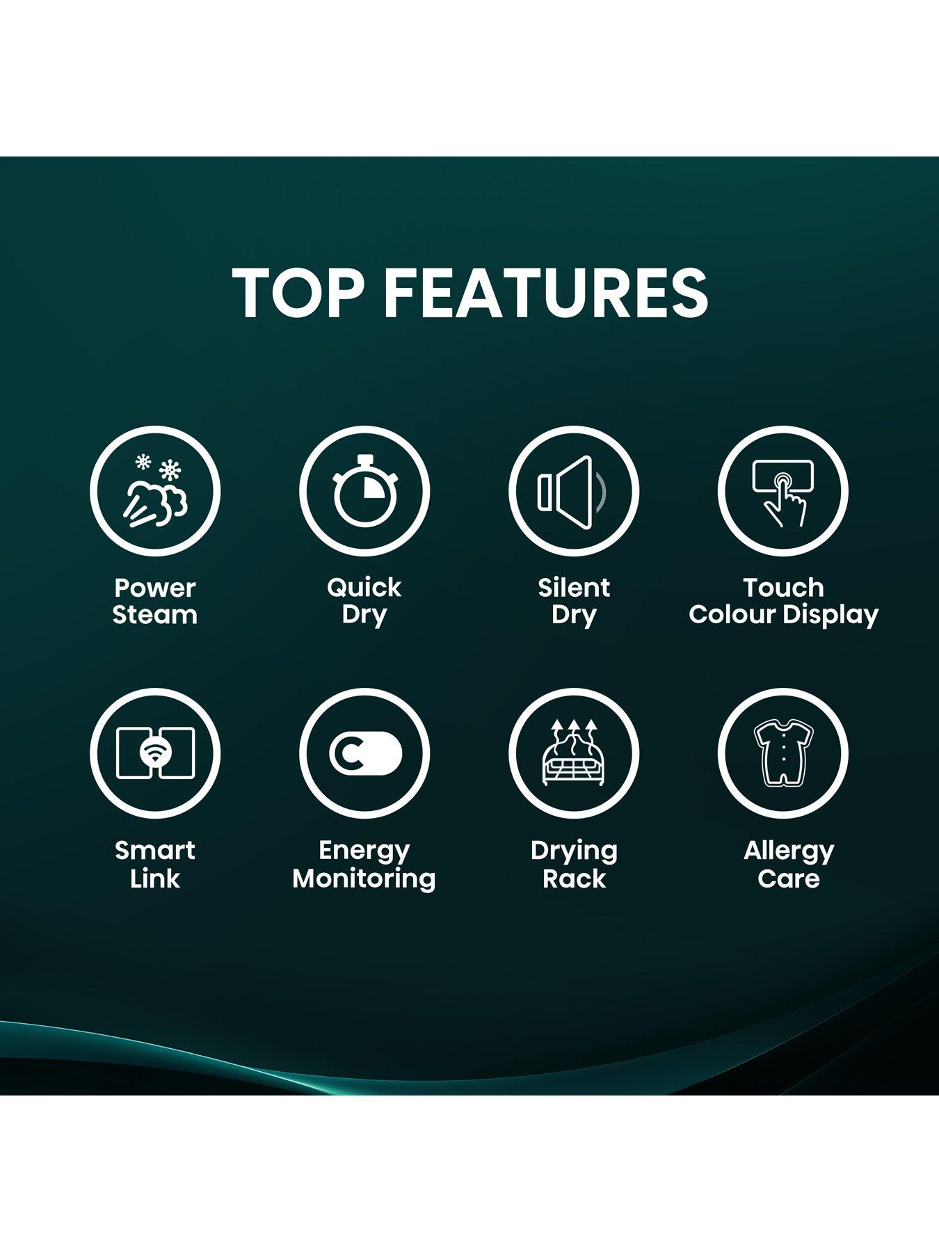 Image 2 of 8 of Hisense Power Steam 5i Series DH5I104BBAB WiFi-enabled 10kg, Heat Pump Tumble Dryer - Black - A+++ Rated