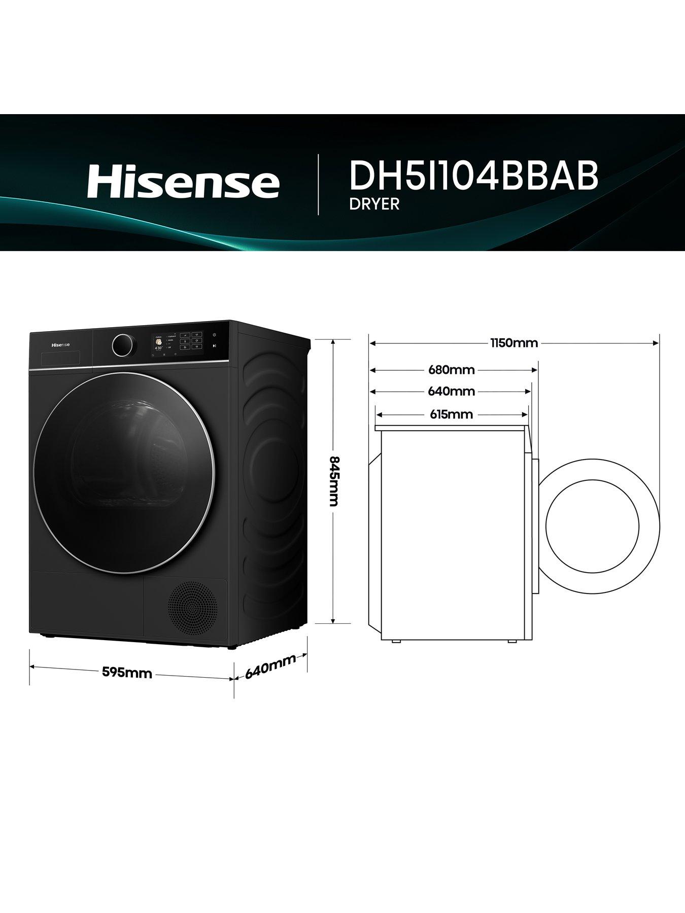 Image 7 of 8 of Hisense Power Steam 5i Series DH5I104BBAB WiFi-enabled 10kg, Heat Pump Tumble Dryer - Black - A+++ Rated
