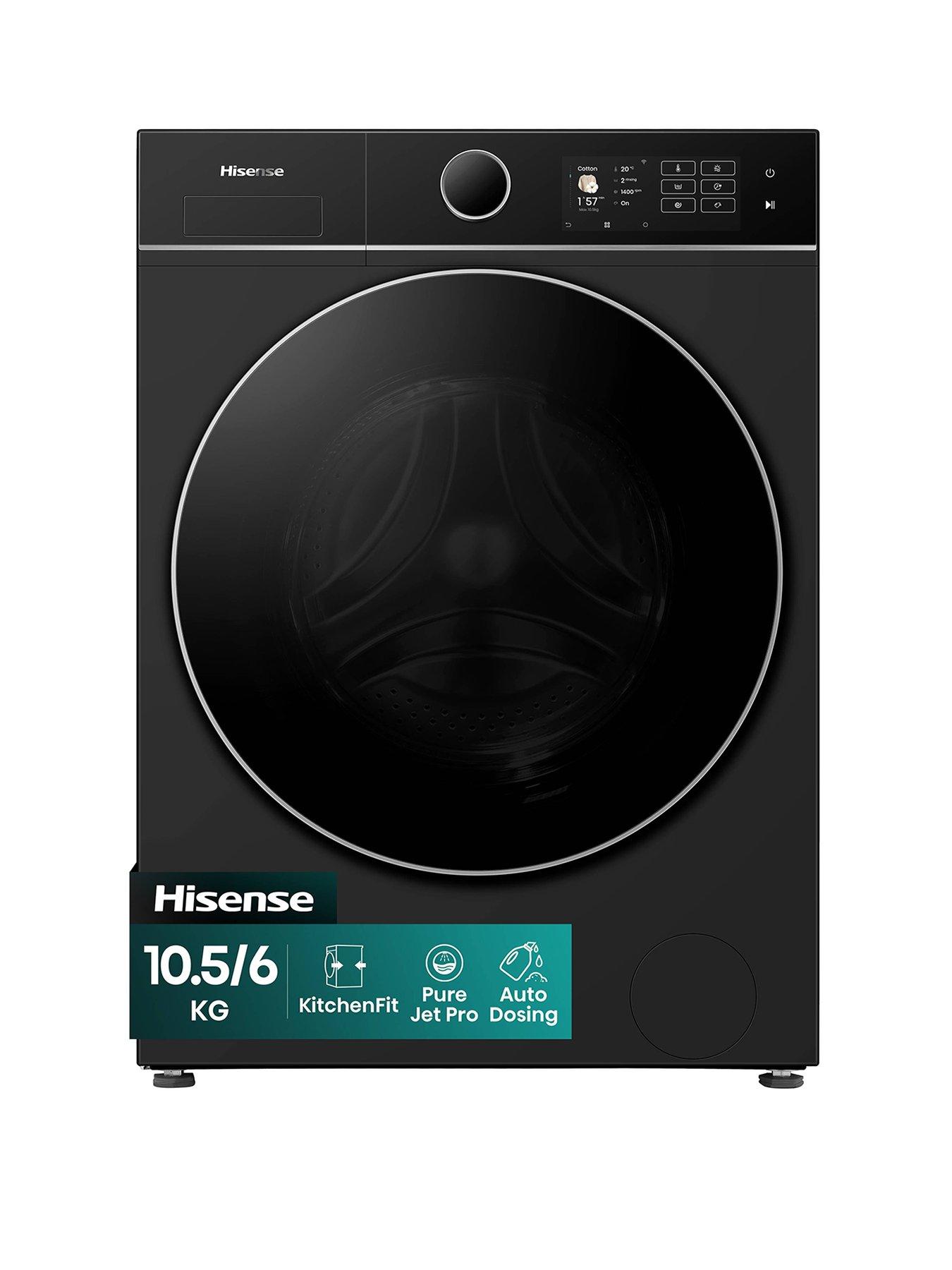 Hisense KitchenFit 5i Series WD5I1045BBQ WiFi-enabled 10.5kg/6kg, 1400 Spin Washer Dryer - Black - A/D Rated