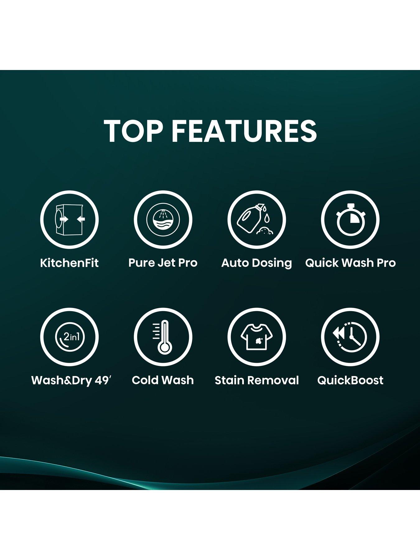 Image 2 of 8 of Hisense KitchenFit 5i Series WD5I1245BBR WiFi-enabled 12kg/8kg, 1400 Spin Washer Dryer - Black - A/D Rated