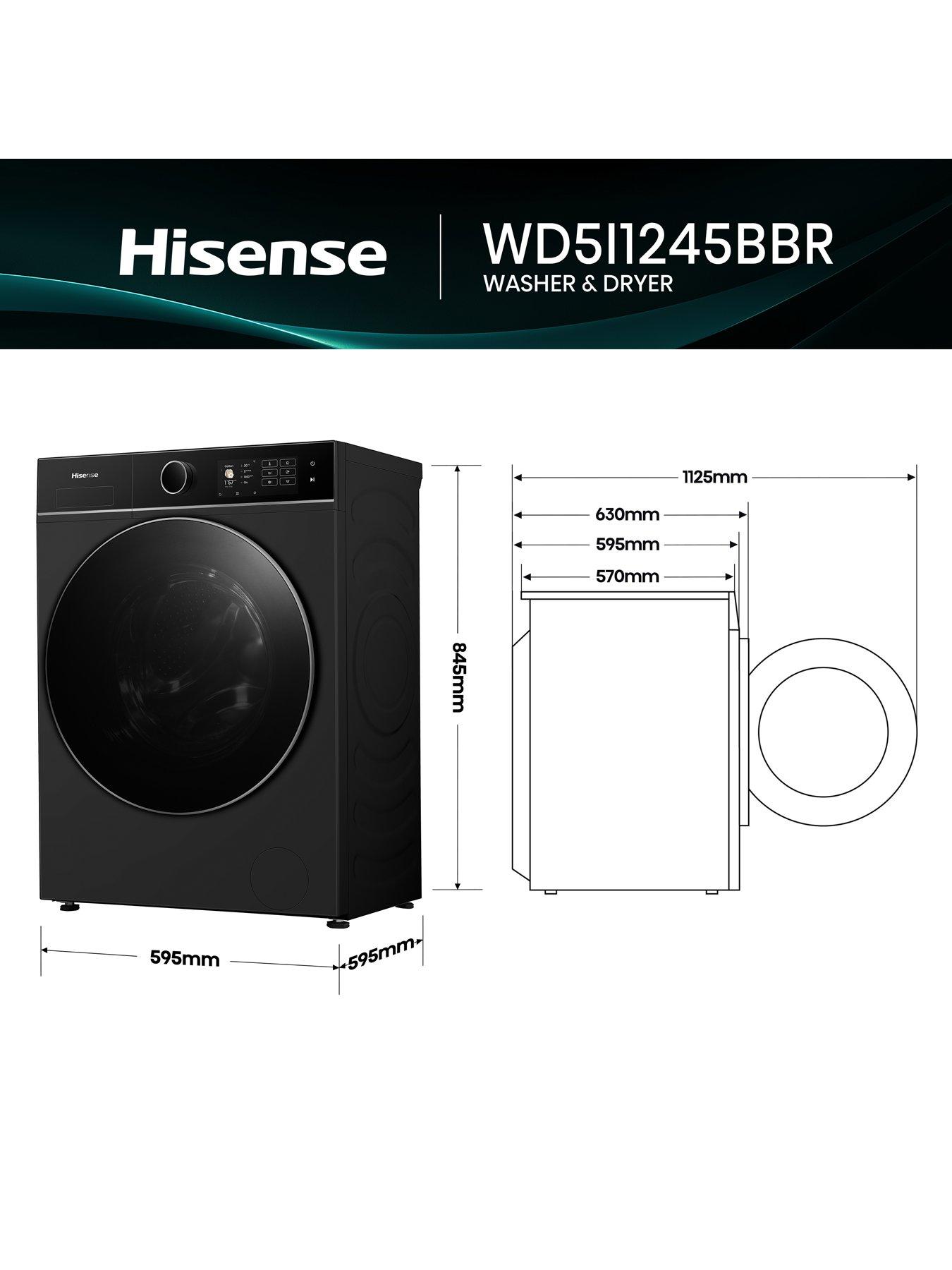 Image 7 of 8 of Hisense KitchenFit 5i Series WD5I1245BBR WiFi-enabled 12kg/8kg, 1400 Spin Washer Dryer - Black - A/D Rated