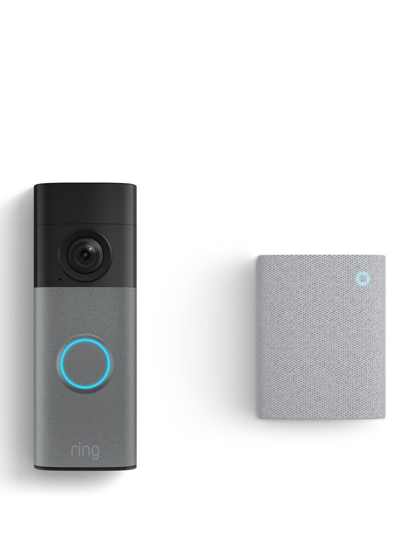 Image 1 of 8 of RING Battery Video Doorbell (2nd Gen) - Retinal 2K - Speckled Grey +  Chime (3rd Gen) Bundle