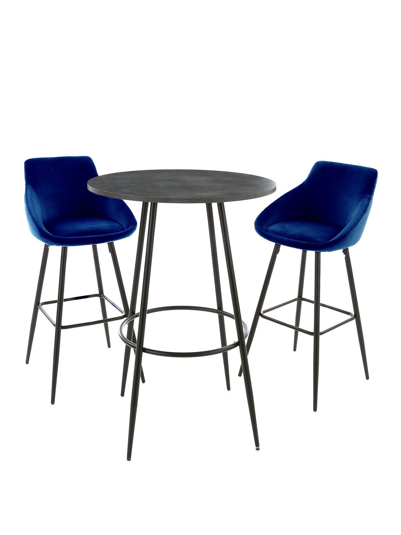 Image 2 of 5 of The Very Collection Dahlia 70cm High Bar Table &amp; 2 Navy Dahlia Bar Stools - FSC&reg; Certified