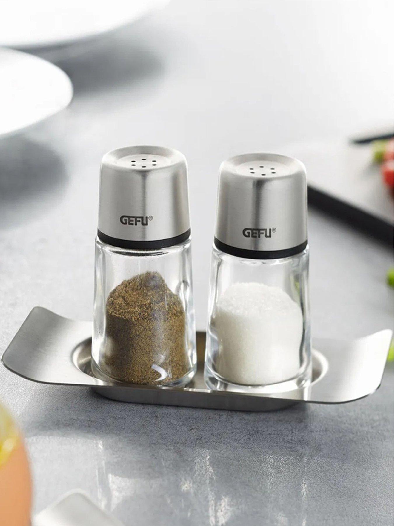 Gefu Brunch Salt & Pepper Shaker Set With Stainless Steel Tray