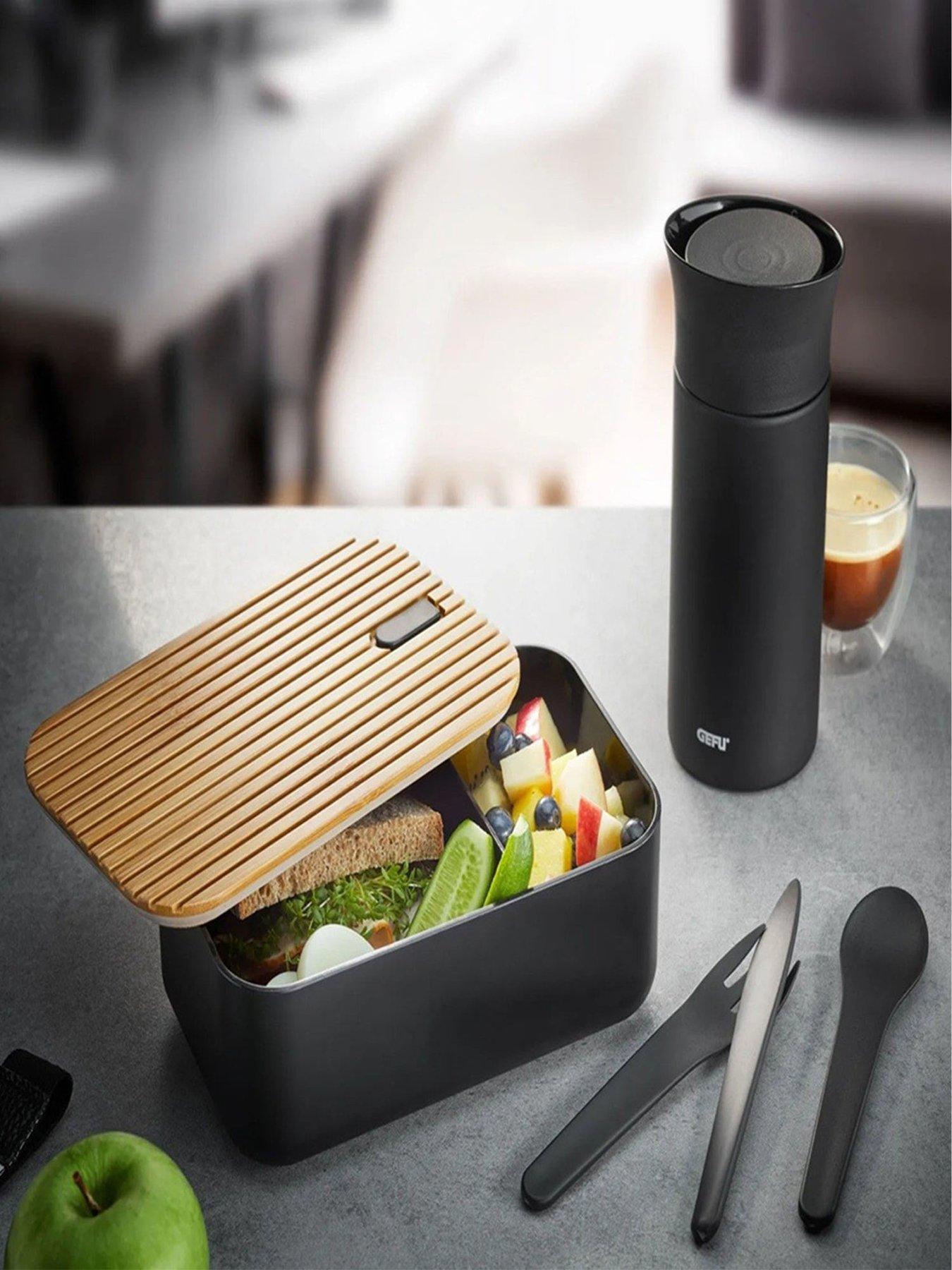 Gefu Enviro Lunchbox With Bamboo Lid  &  Cutlery 1l