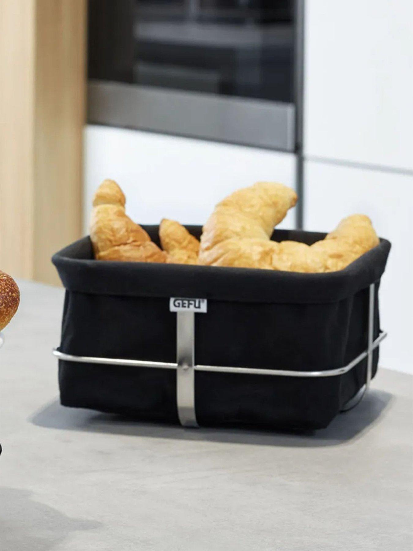 Image 1 of 2 of Gefu Brunch Square Bread Basket Black With Cotton Insert
