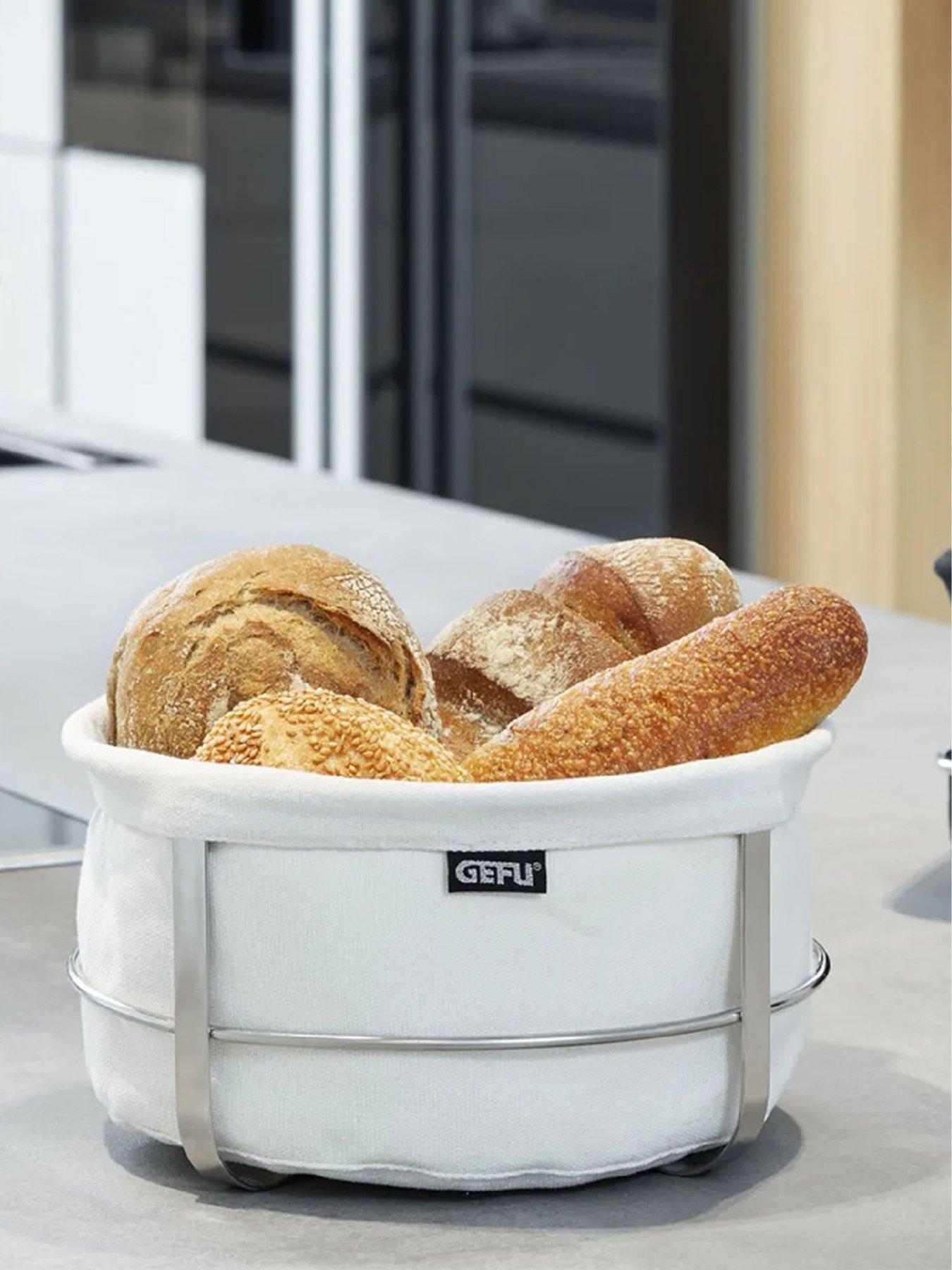 Image 1 of 3 of Gefu Brunch Bread Basket Round White With Cotton Lining