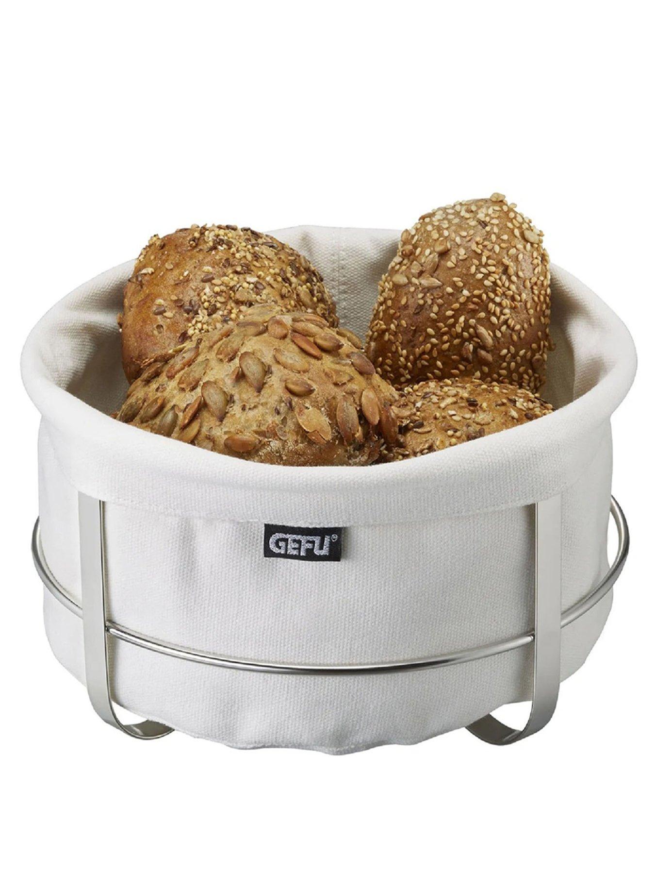 Image 3 of 3 of Gefu Brunch Bread Basket Round White With Cotton Lining