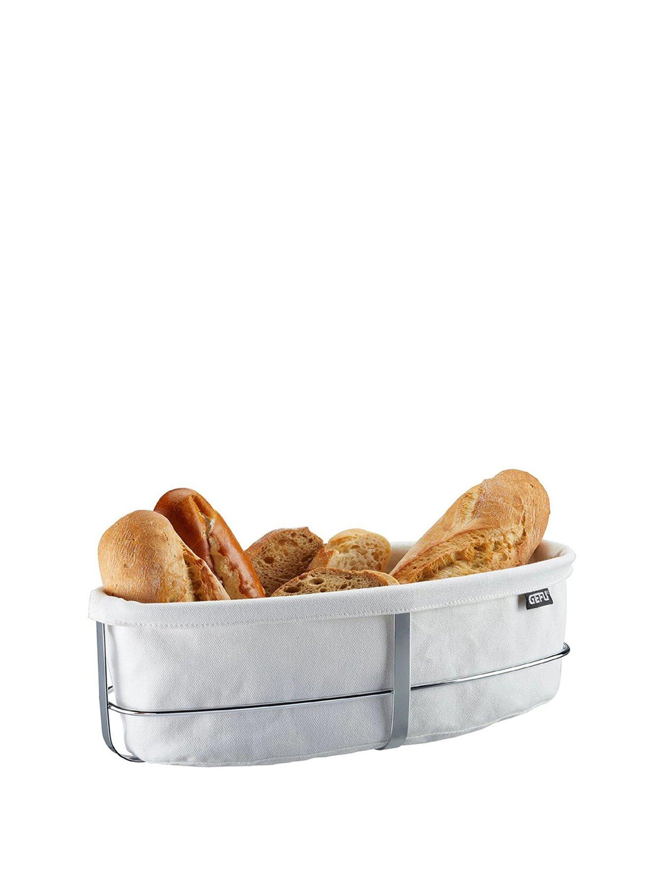 Image 2 of 2 of Gefu Brunch Oval Bread Basket White With Cotton Lining