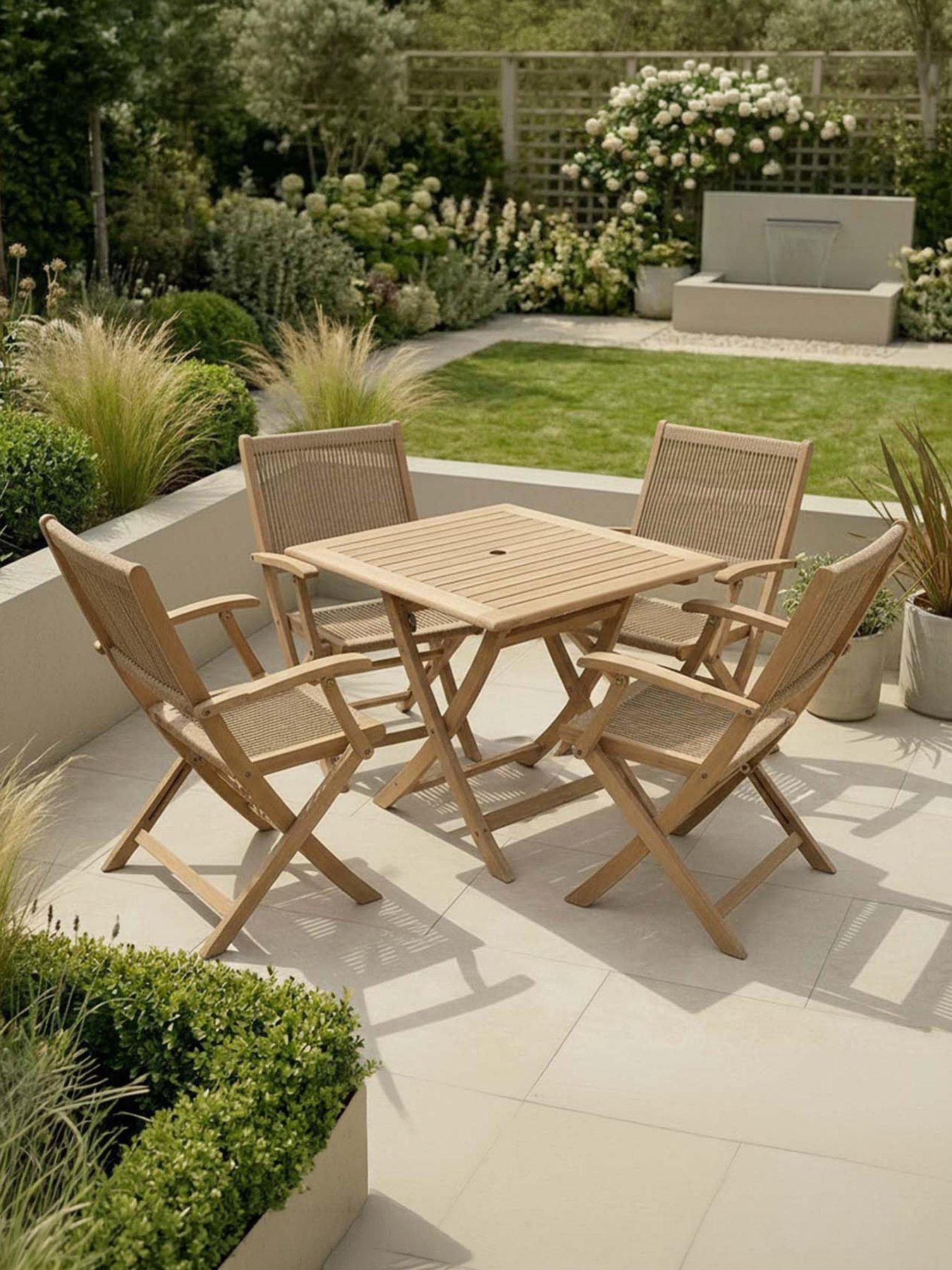 Image 1 of 4 of Royalcraft London Square Folding Set With 4 London Rope Folding Armchairs