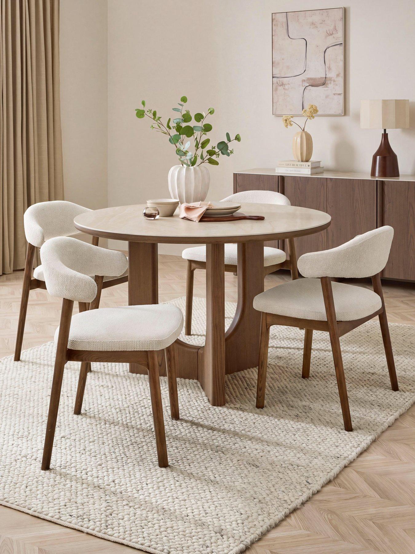 Image 1 of 7 of Michelle Keegan Home Esta 120cm Round Dining Table &amp; 4 Esta Dining Chairs - FSC&reg; Certified
