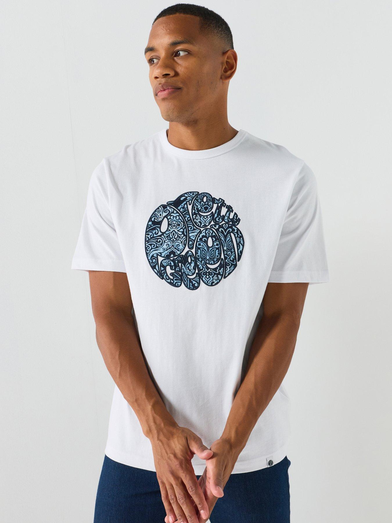Pretty Green Rave-on Paisley Logo Graphic T-shirt - White