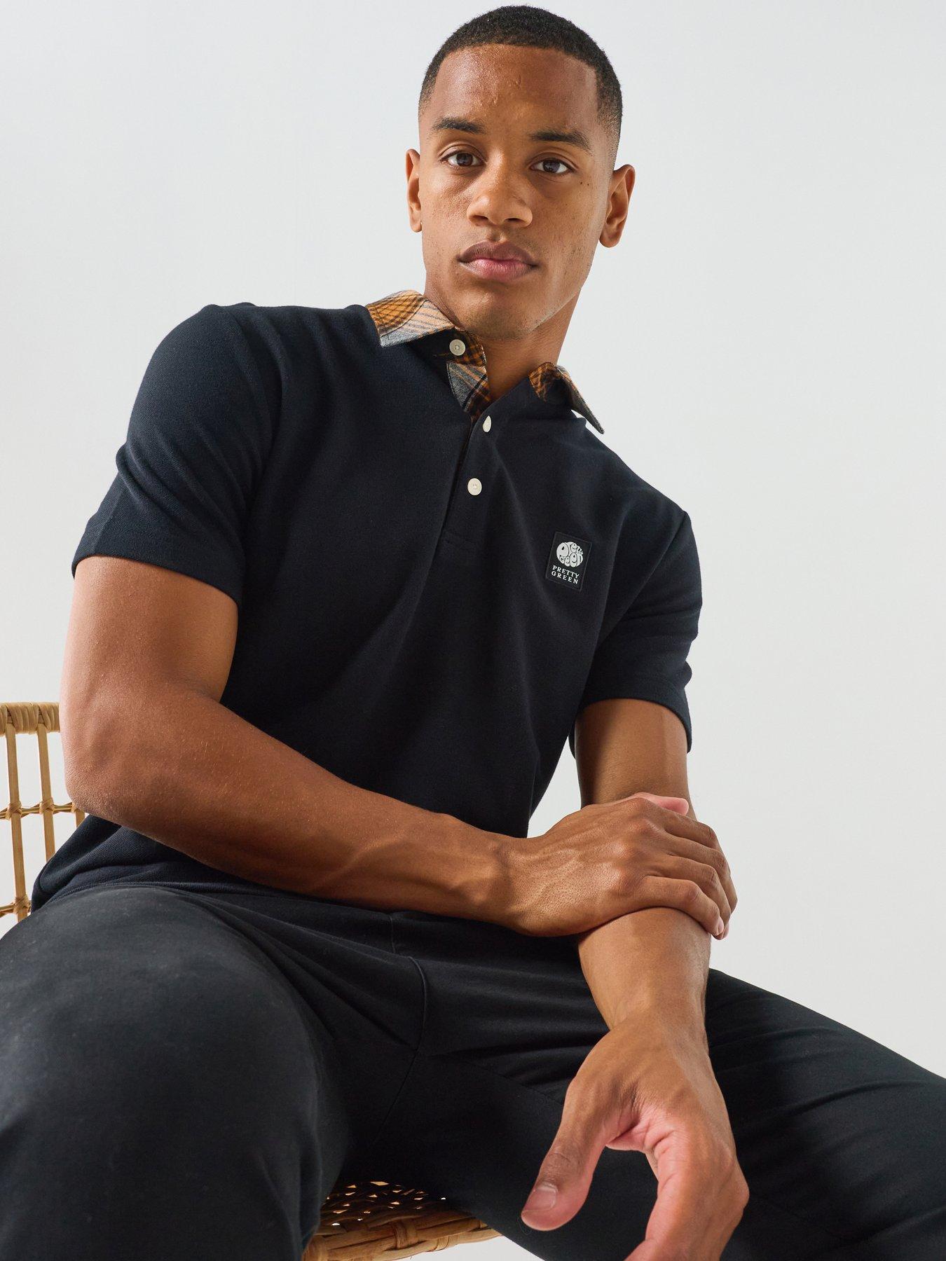 Image 1 of 6 of Pretty Green Strobe Polo Shirt - Black