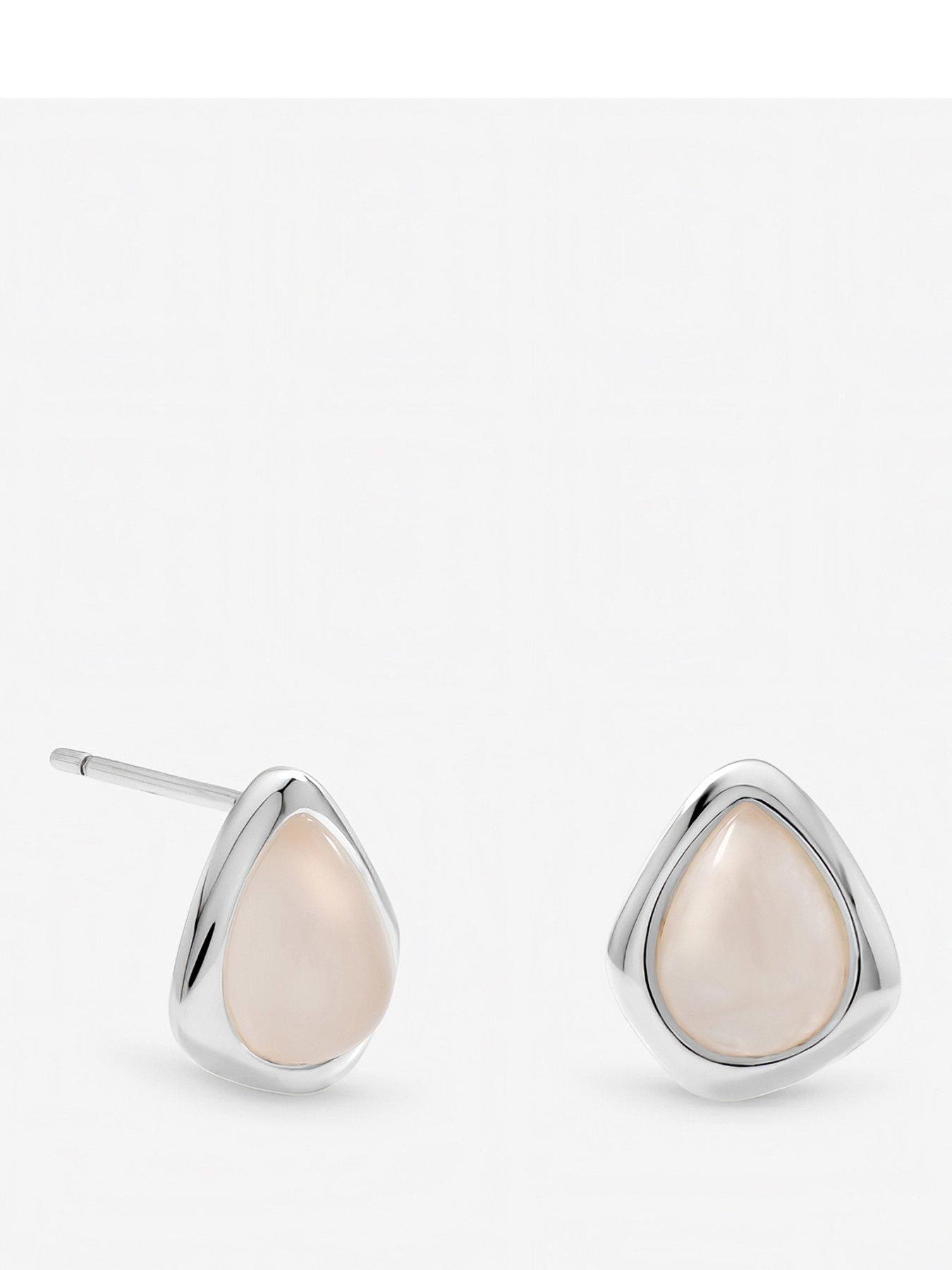 Image 1 of 4 of Inicio Inicio Sterling Silver Plated Rose Polished Stud Earrings