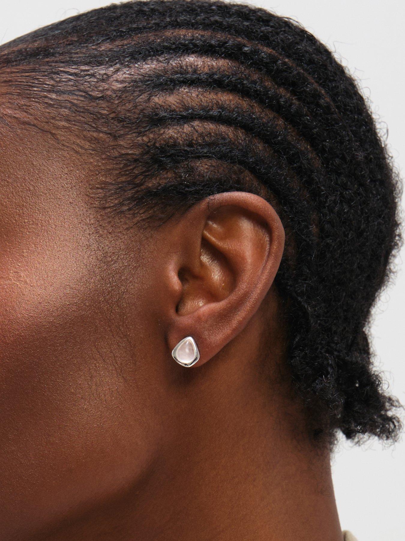Image 3 of 4 of Inicio Inicio Sterling Silver Plated Rose Polished Stud Earrings