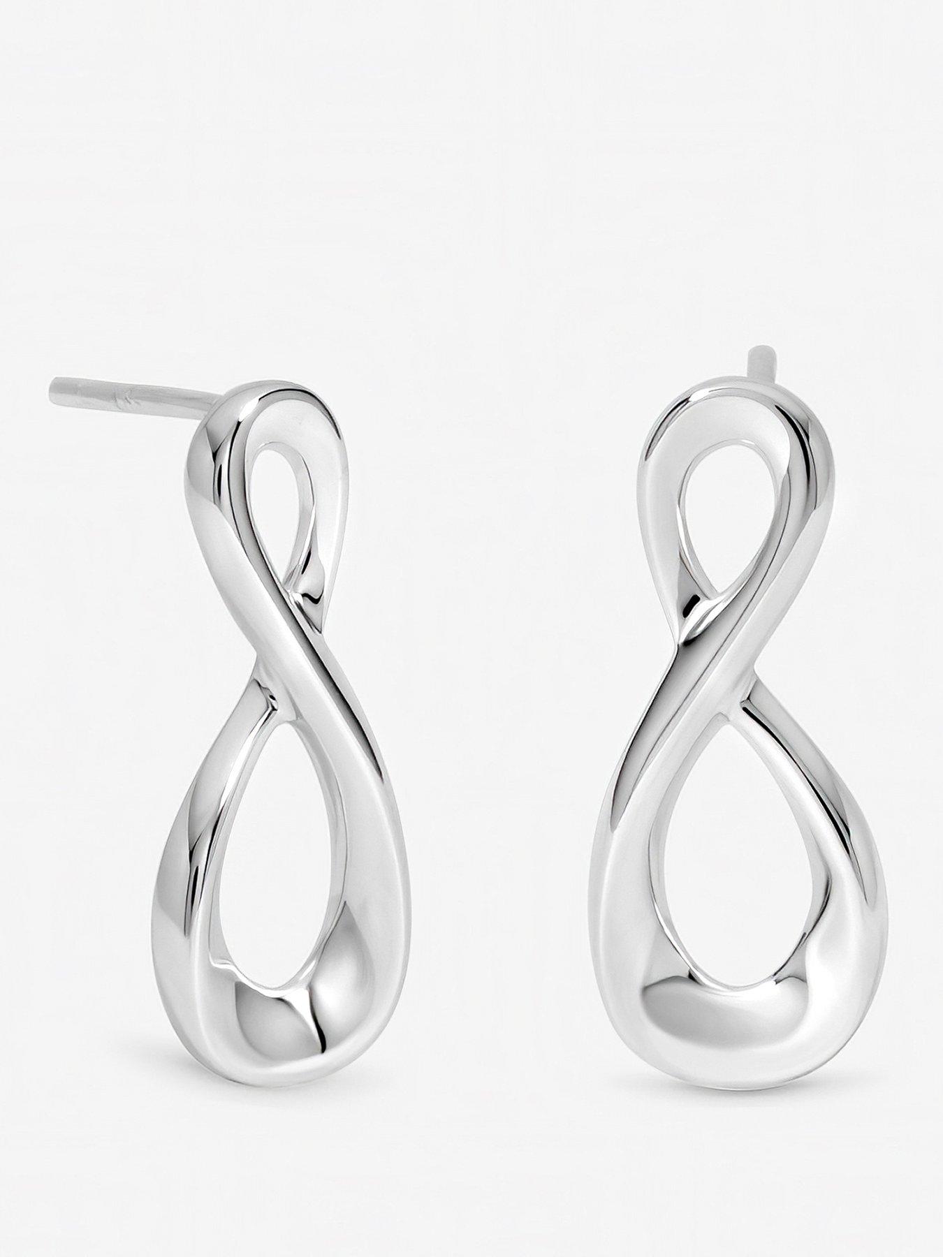 Inicio Sterling Silver Plated Infinity Stud Earrings