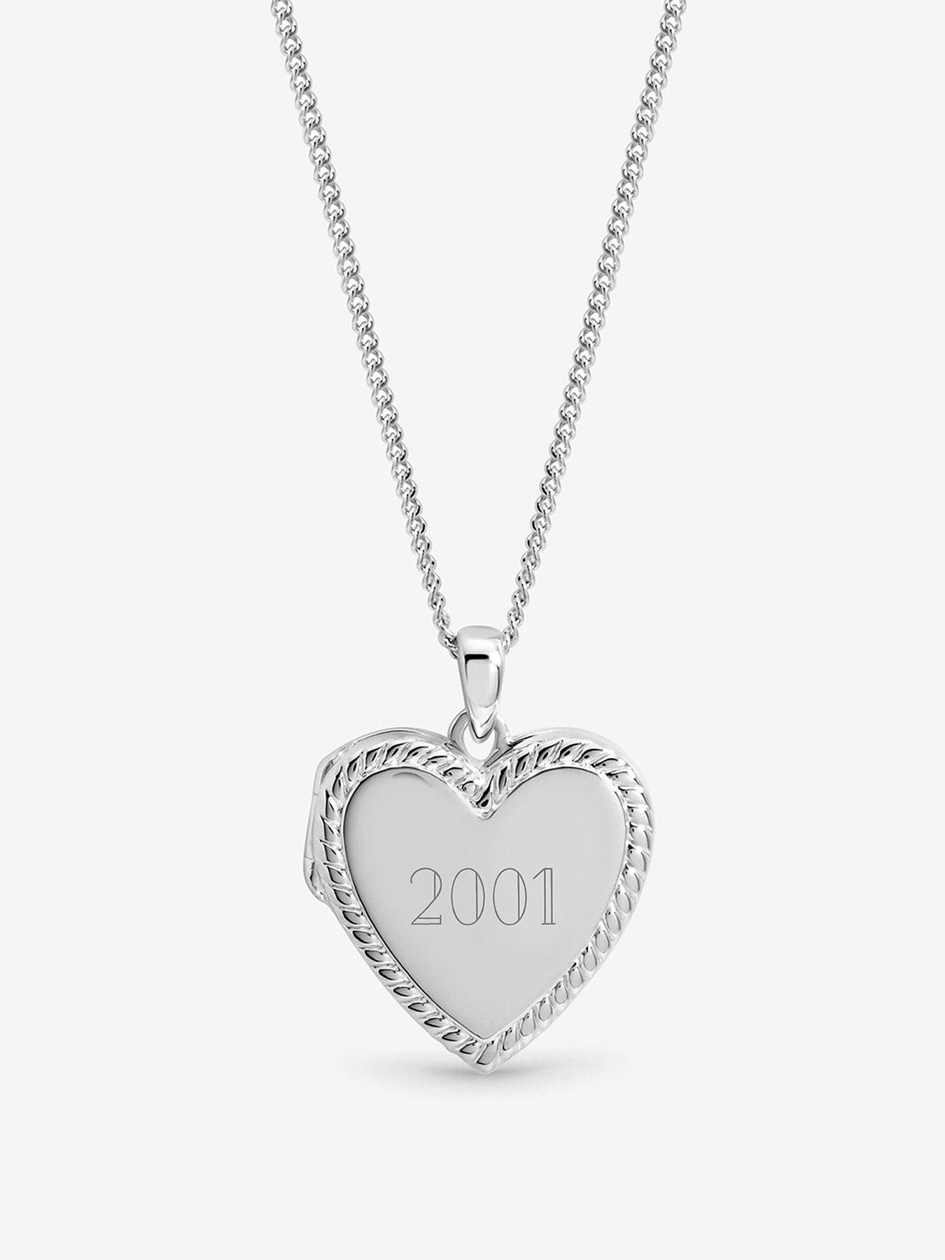 Inicio Sterling Silver Plated Personalised Heart Locket - Gift Pouch