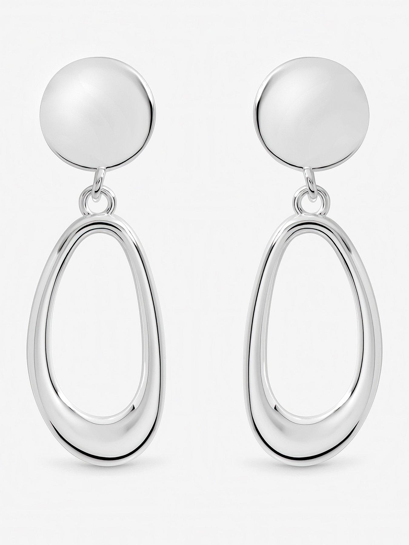 Inicio Inicio Sterling Silver Plated Polished Open Double Drop Earrings