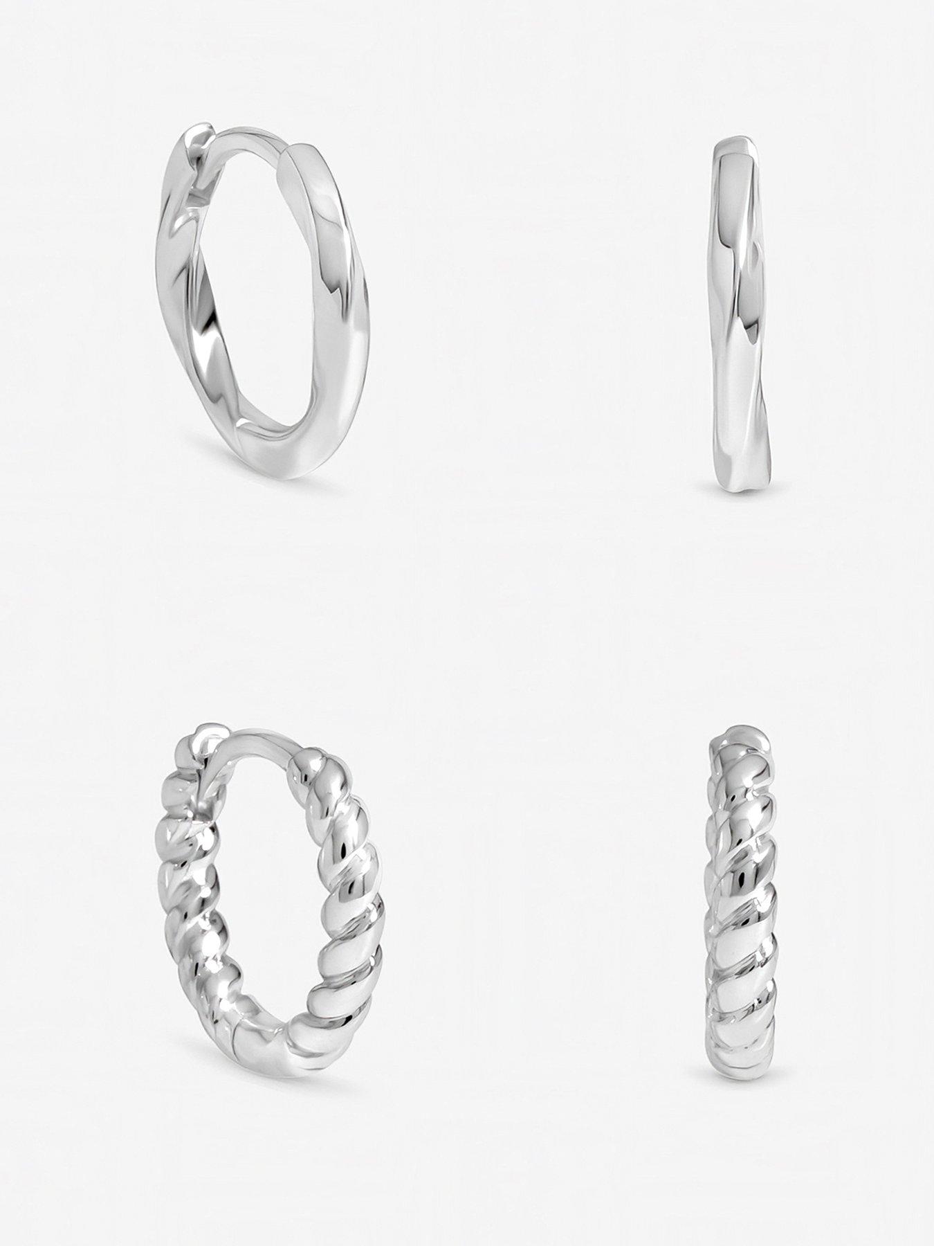 Image 1 of 2 of Inicio Sterling Silver Plated Polished Hoops - Pack of 2