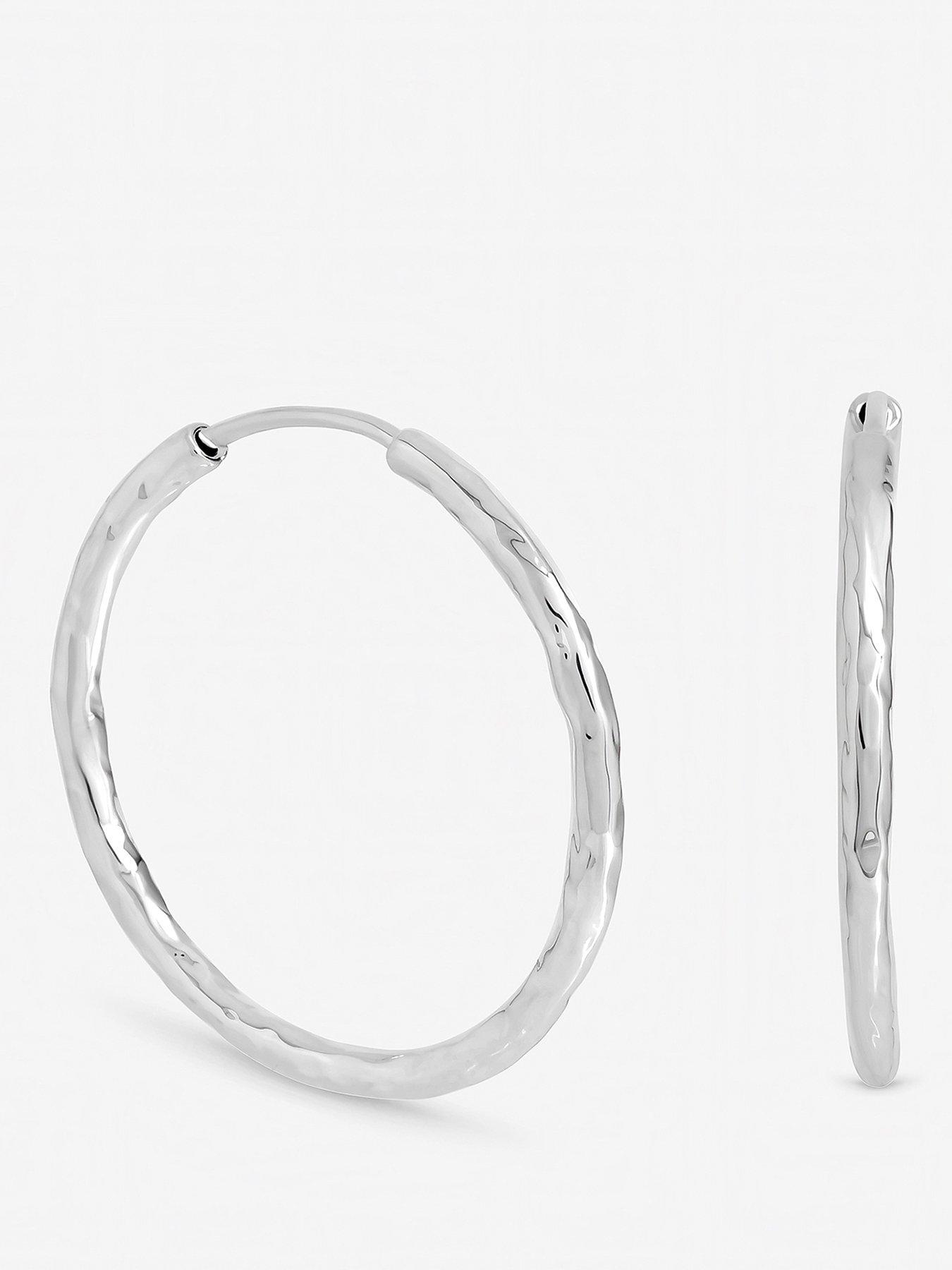 Inicio Sterling Silver Plated Molten Medium Sleeper Hoops