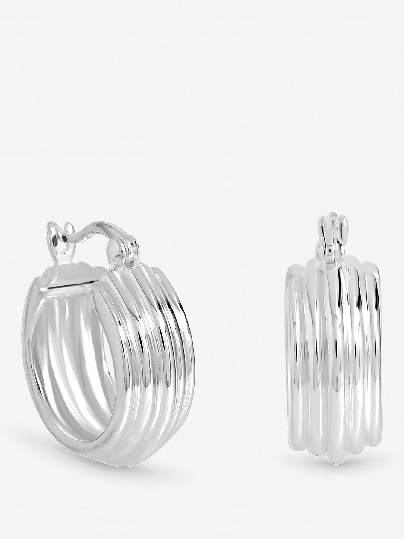 Inicio Sterling Silver Plated Ridged Hoop Earrings