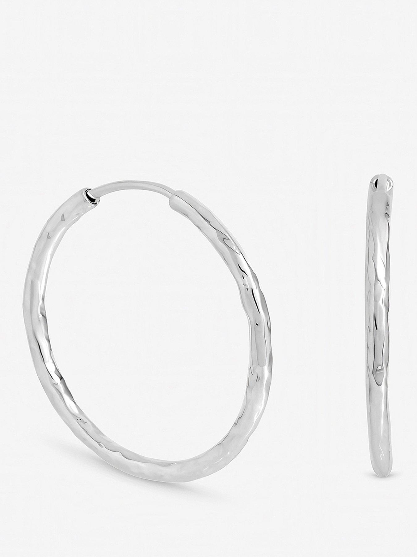 Inicio Sterling Silver Plated Molten Small Sleeper Hoops - Gift Pouch