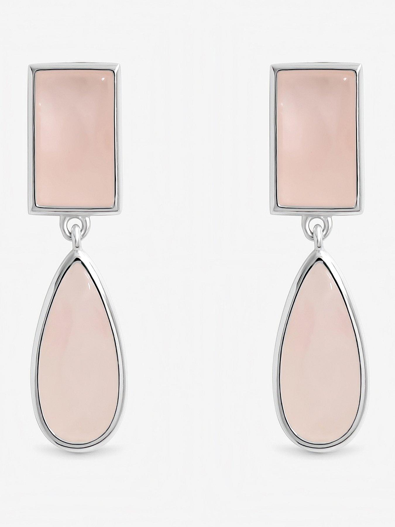 Inicio Sterling Silver Plated Rose Faceted Double Drop Earrings