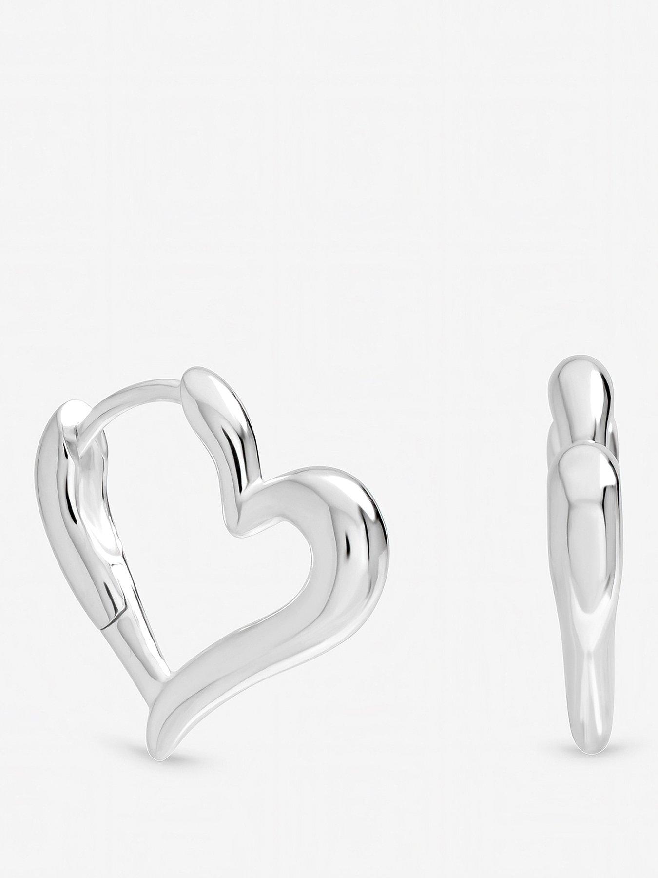 Inicio Sterling Silver Plated Polished Heart Hoop Earrings