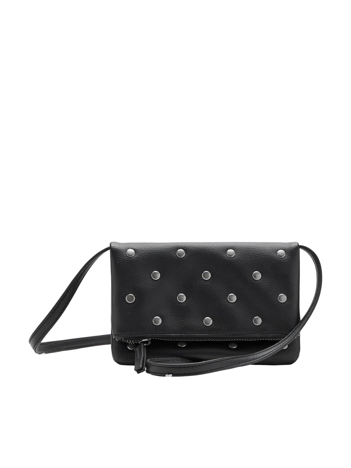 Mango Girls Studded Fold Over Crossbody Bag, Black