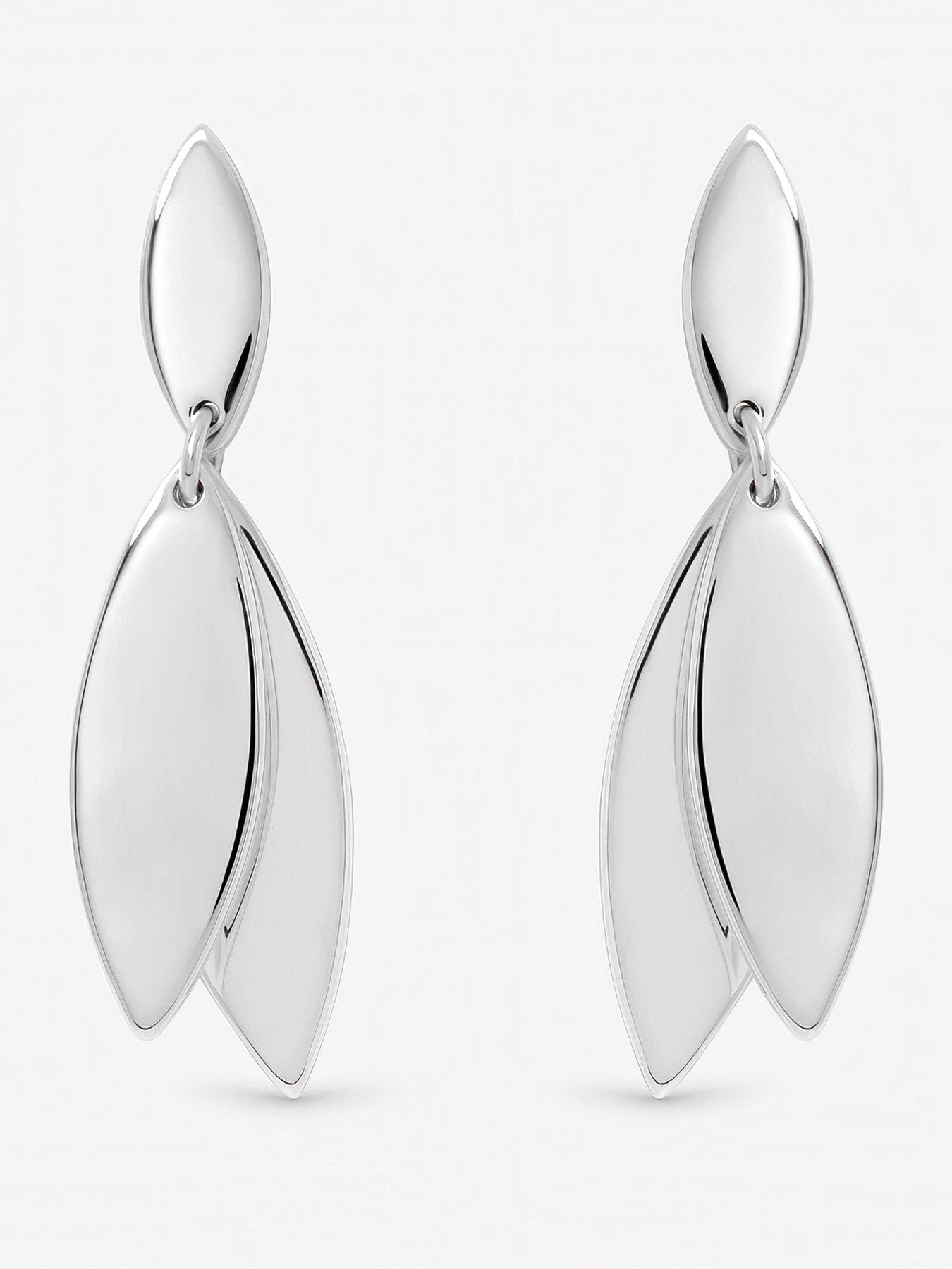 Inicio Inicio Sterling Silver Plated Polished Double Drop Earrings