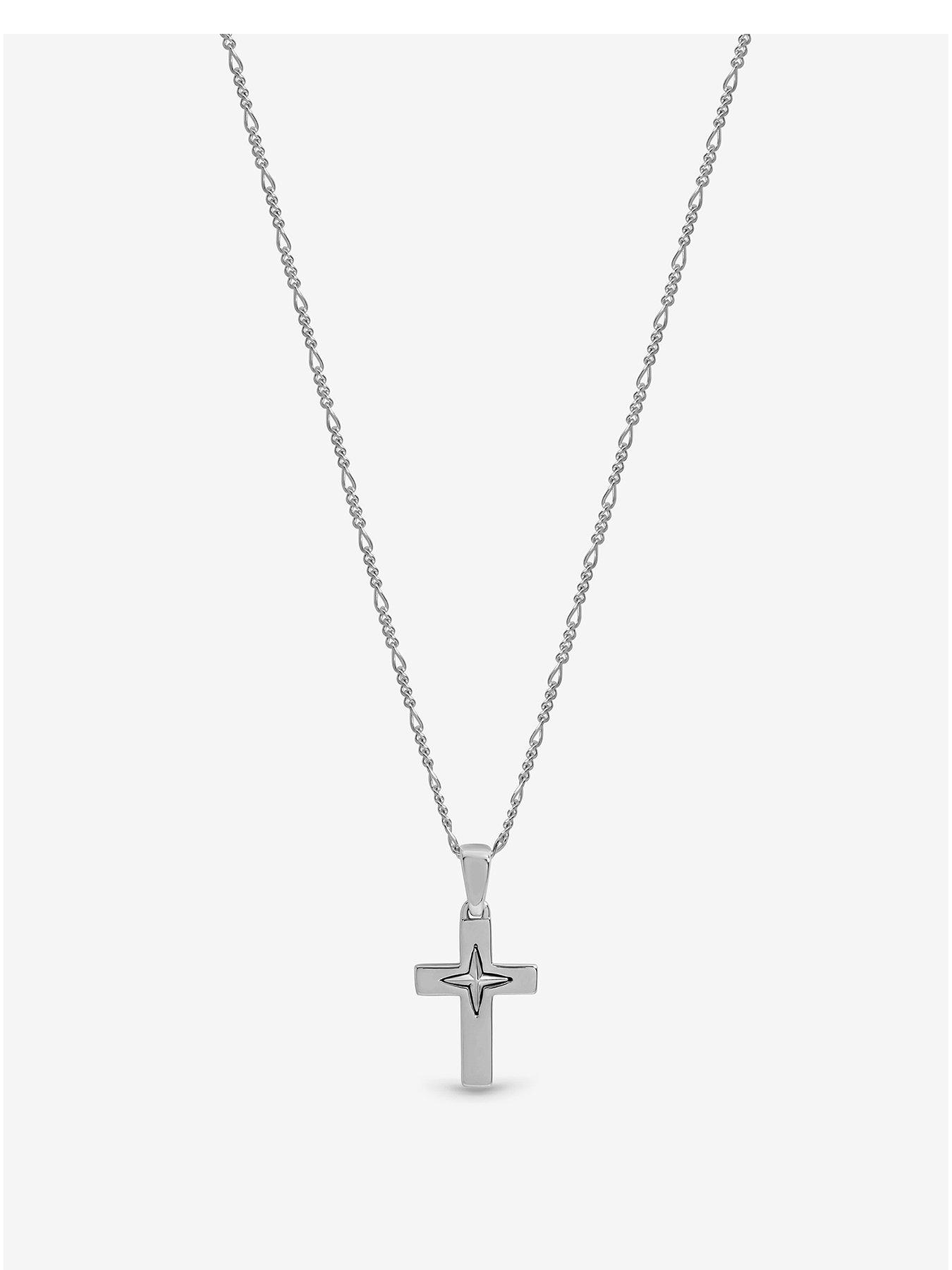 Inicio Inicio Sterling Silver Plated Polished Cross Pendant - Gift Pouch