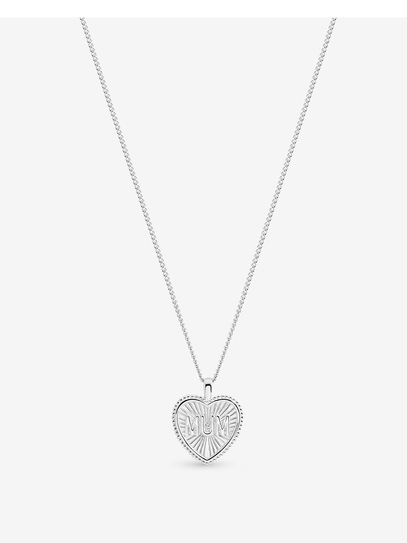 Inicio Sterling Silver Plated Mum Pendant, Silver, Women
