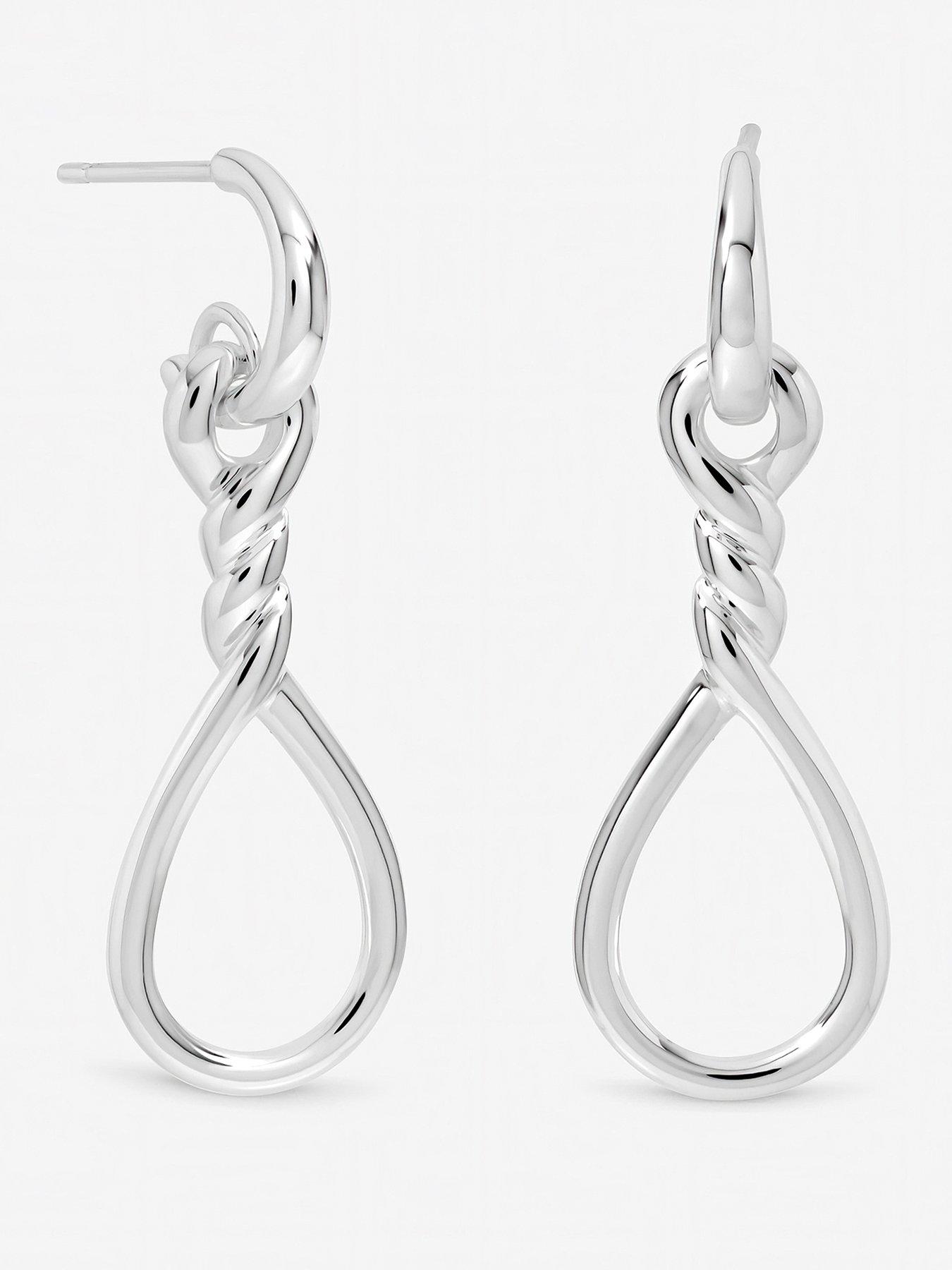 Inicio Sterling Silver Plated Polished Infinity Link Drop Earrings