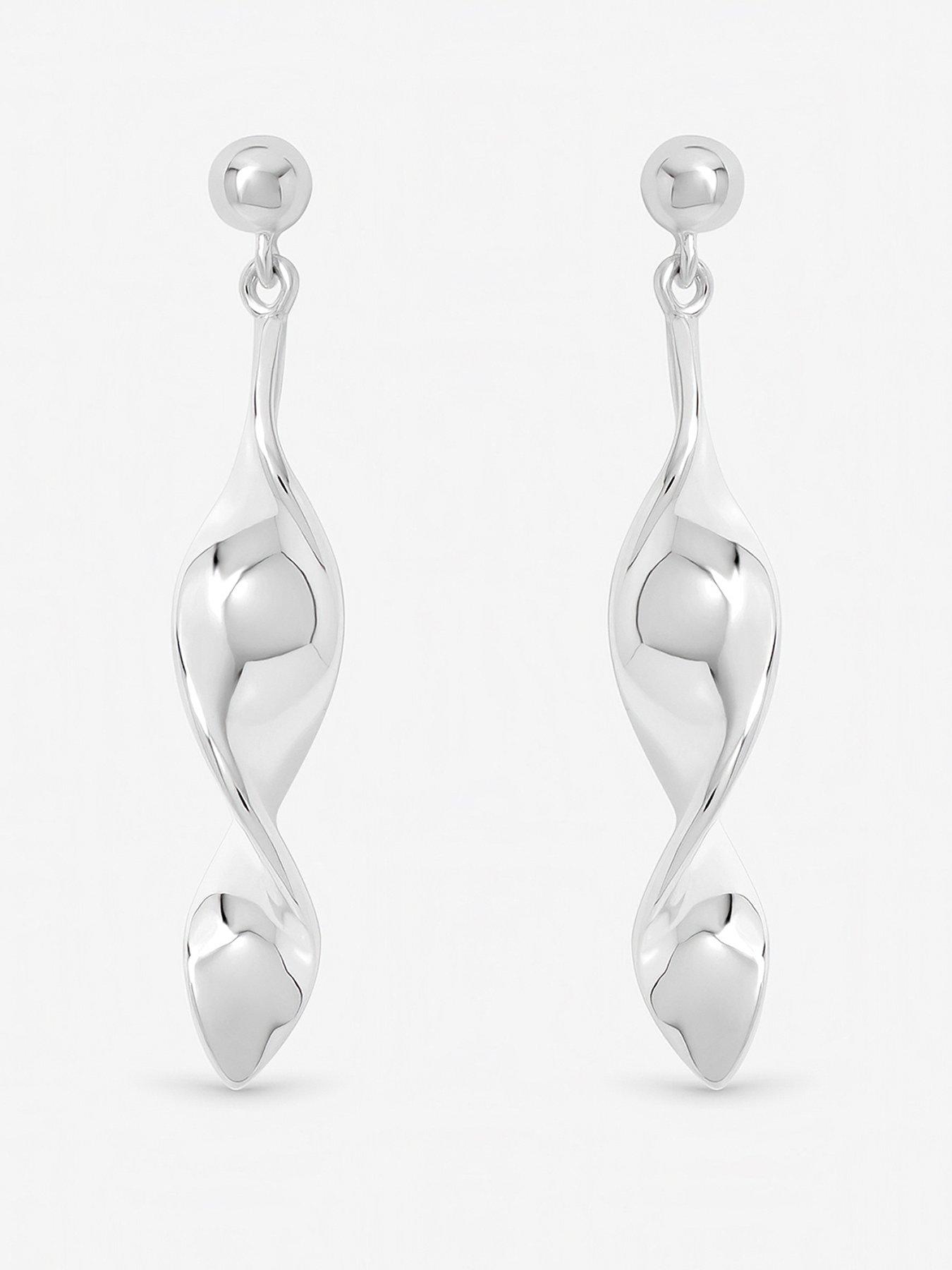 Inicio Sterling Silver Plated Polished Twist Drop Earrings