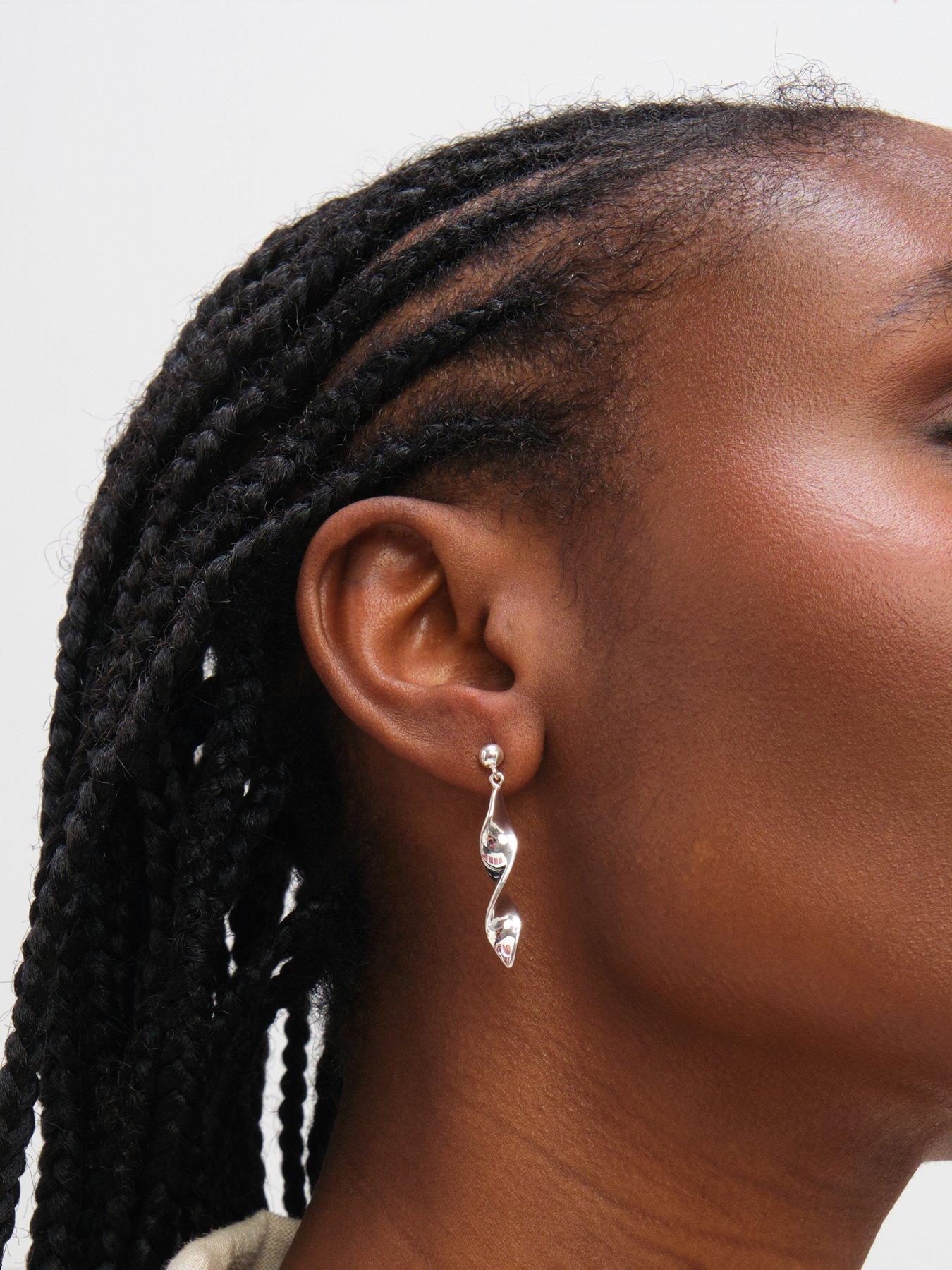 Image 3 of 4 of Inicio Sterling Silver Plated Polished Twist Drop Earrings