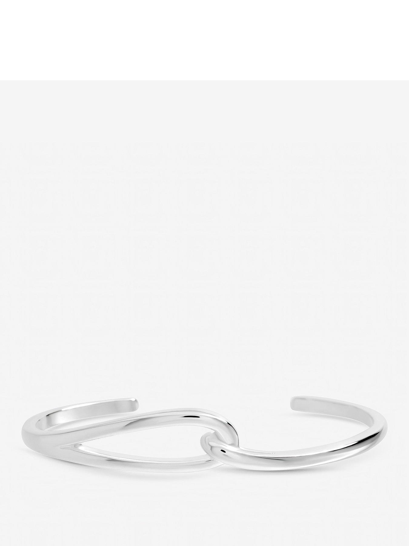 Inicio Sterling Silver Plated Polished Open Link Cuff - Gift Pouch