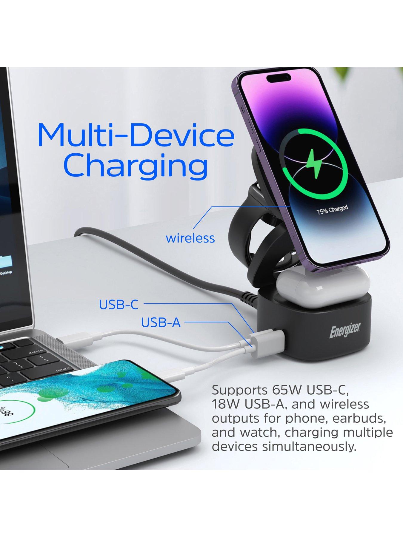 Image 3 of 7 of Energizer 15W 5-in-1 QI Wireless Stand & Dock White