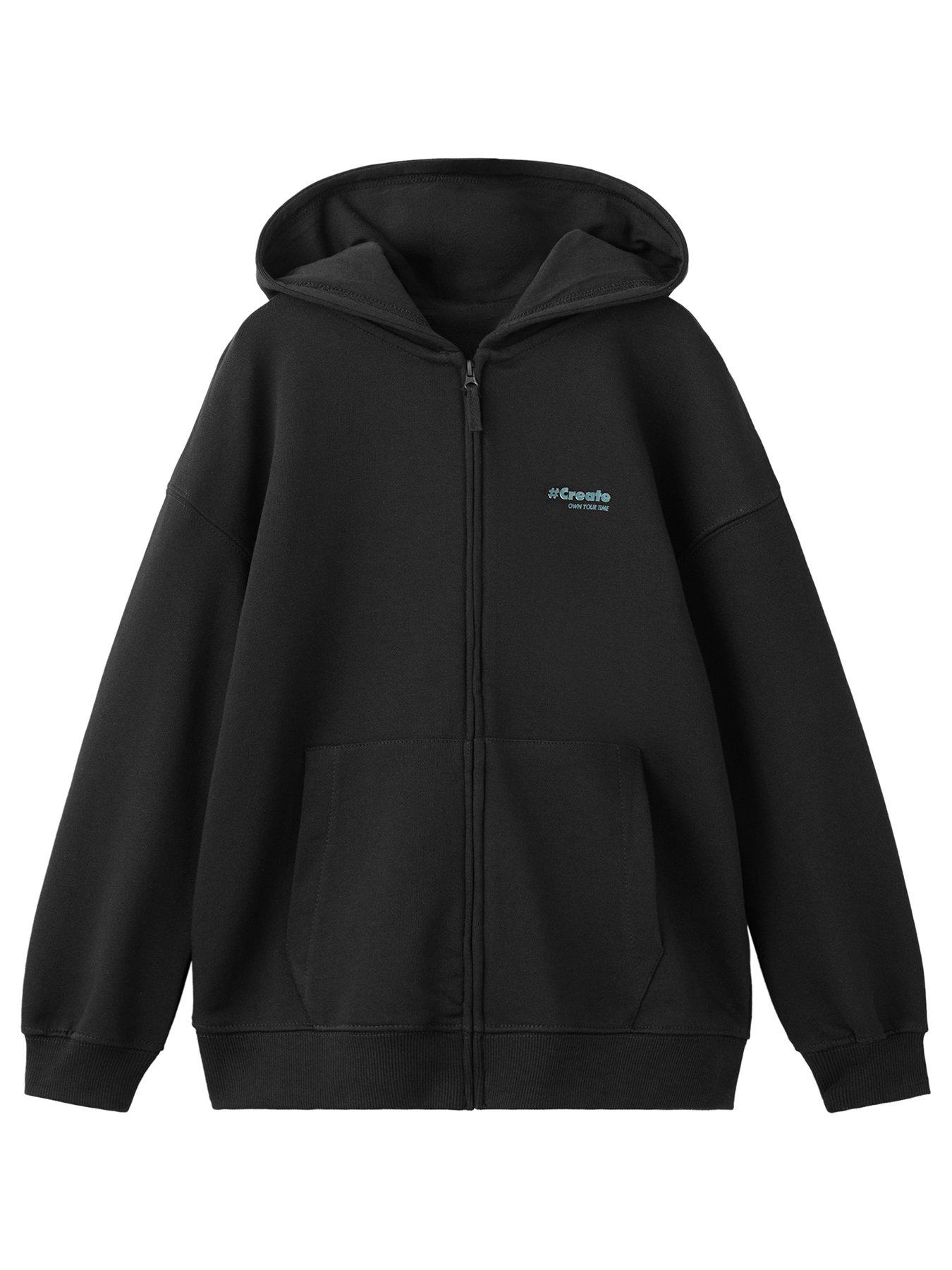 Image 1 of 4 of Mango Boys Essential Zip Through Hoody - Black