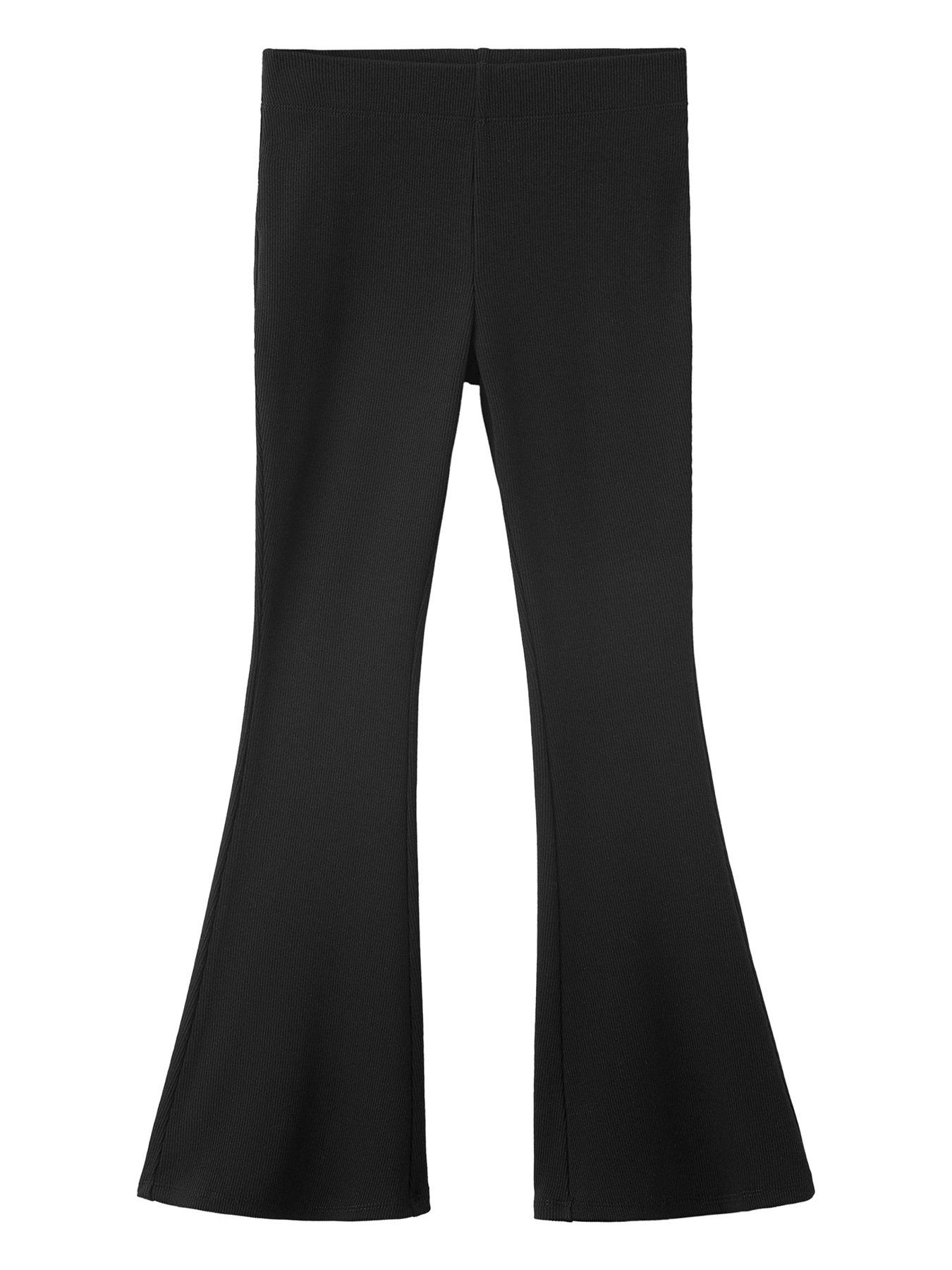 Mango Girls Ribbed Flare Leggings - Black