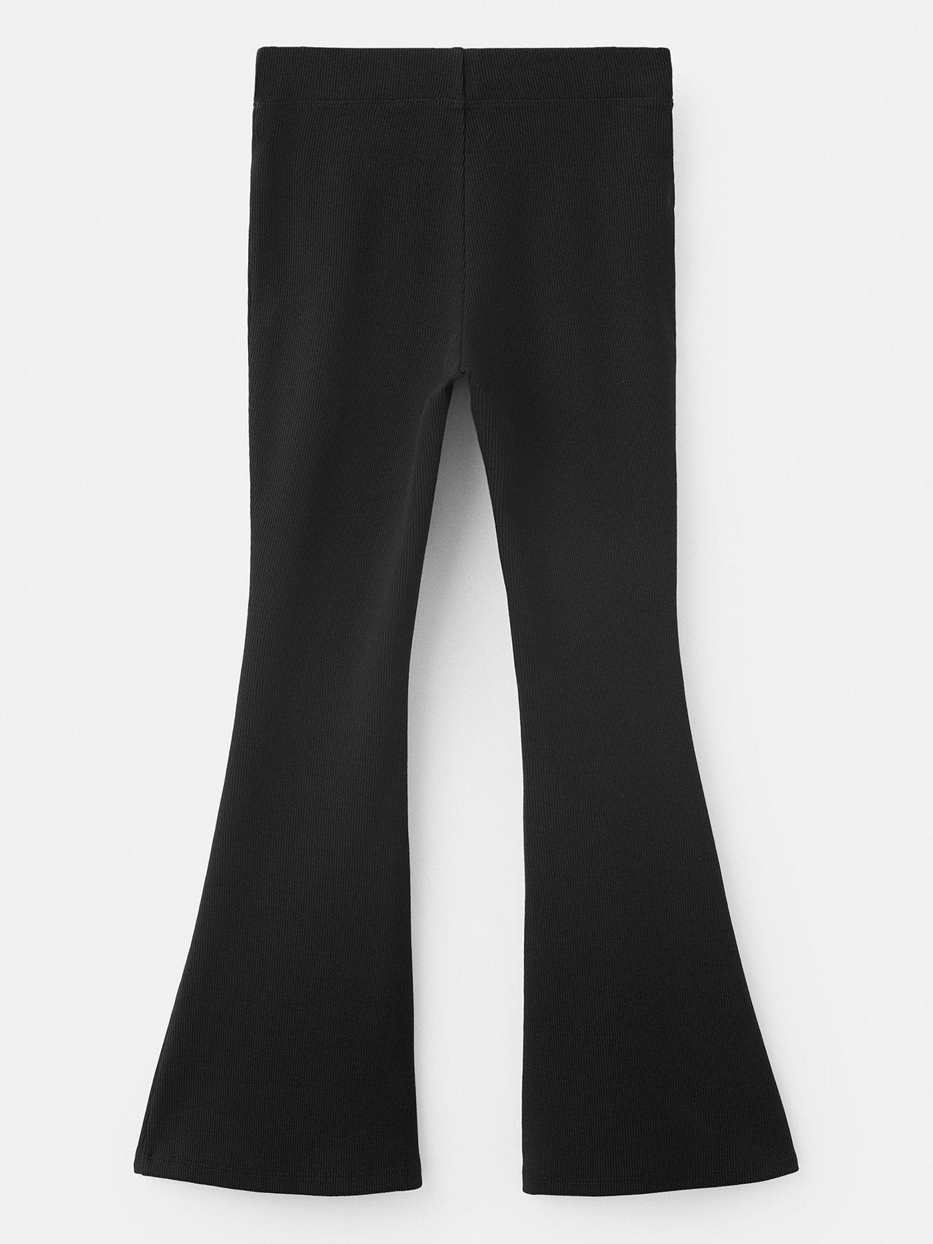 Image 2 of 4 of Mango Girls Ribbed Flare Leggings - Black