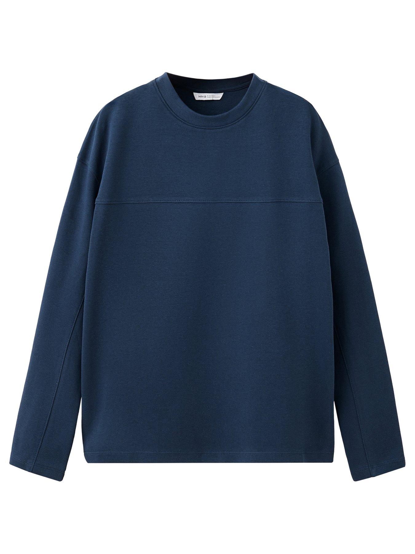 Image 1 of 4 of Mango Boys Long Sleeve Basic T-Shirt - Navy