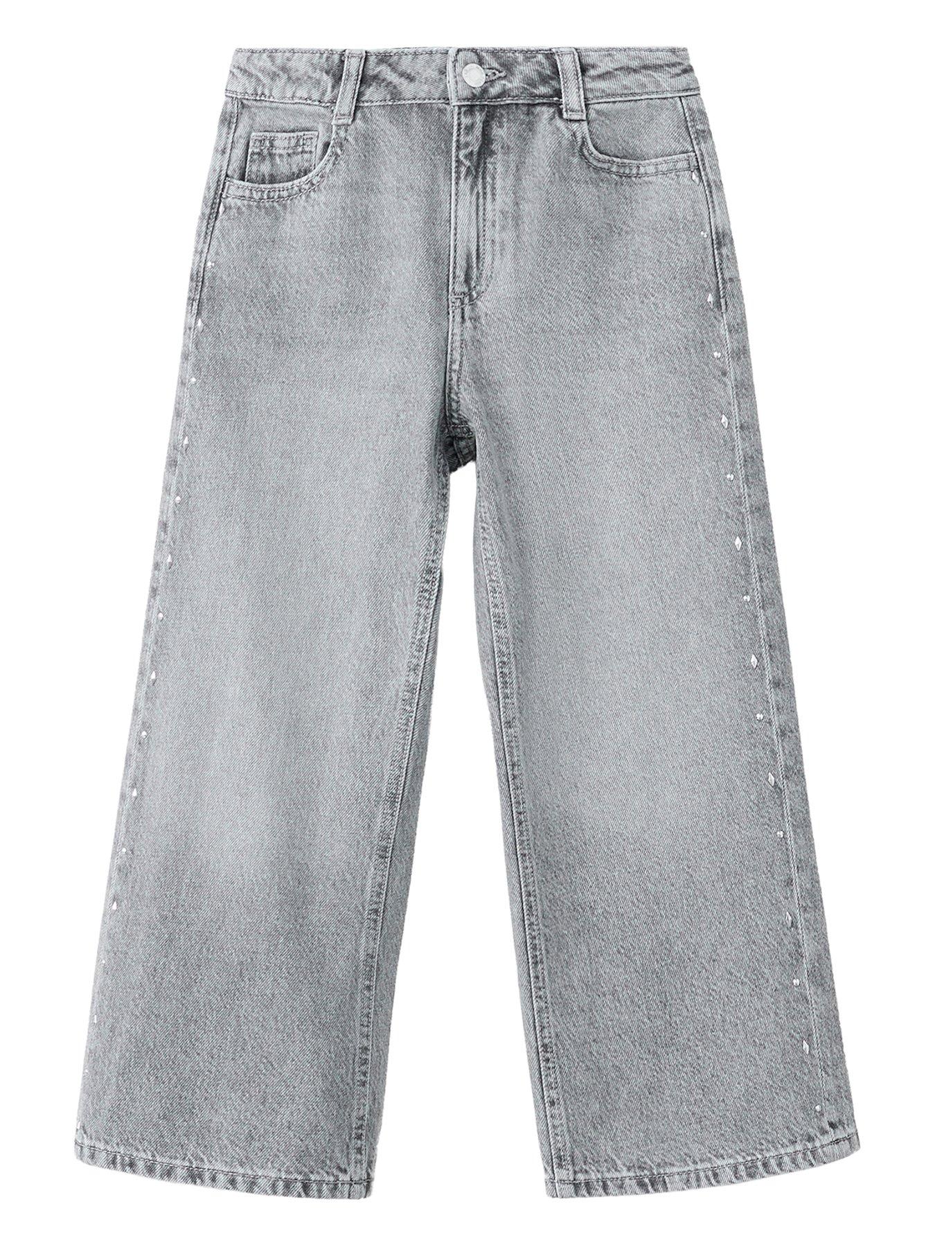 Image 2 of 6 of Mango Girls Studded Culotte Jeans - Grey