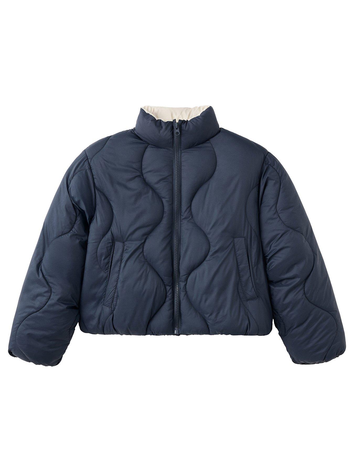 Image 1 of 4 of Mango Girls Funnel Neck Puffer Jacket - Navy